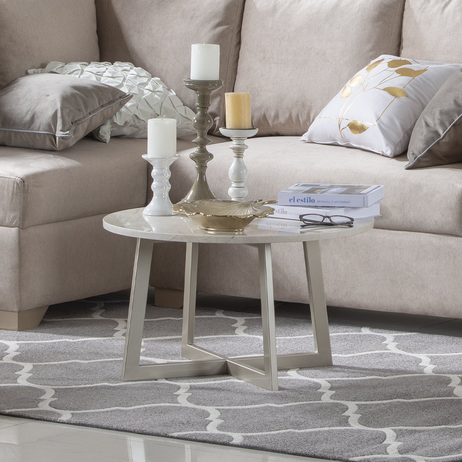 Mesa Centro Marmol  Jansen Champaña