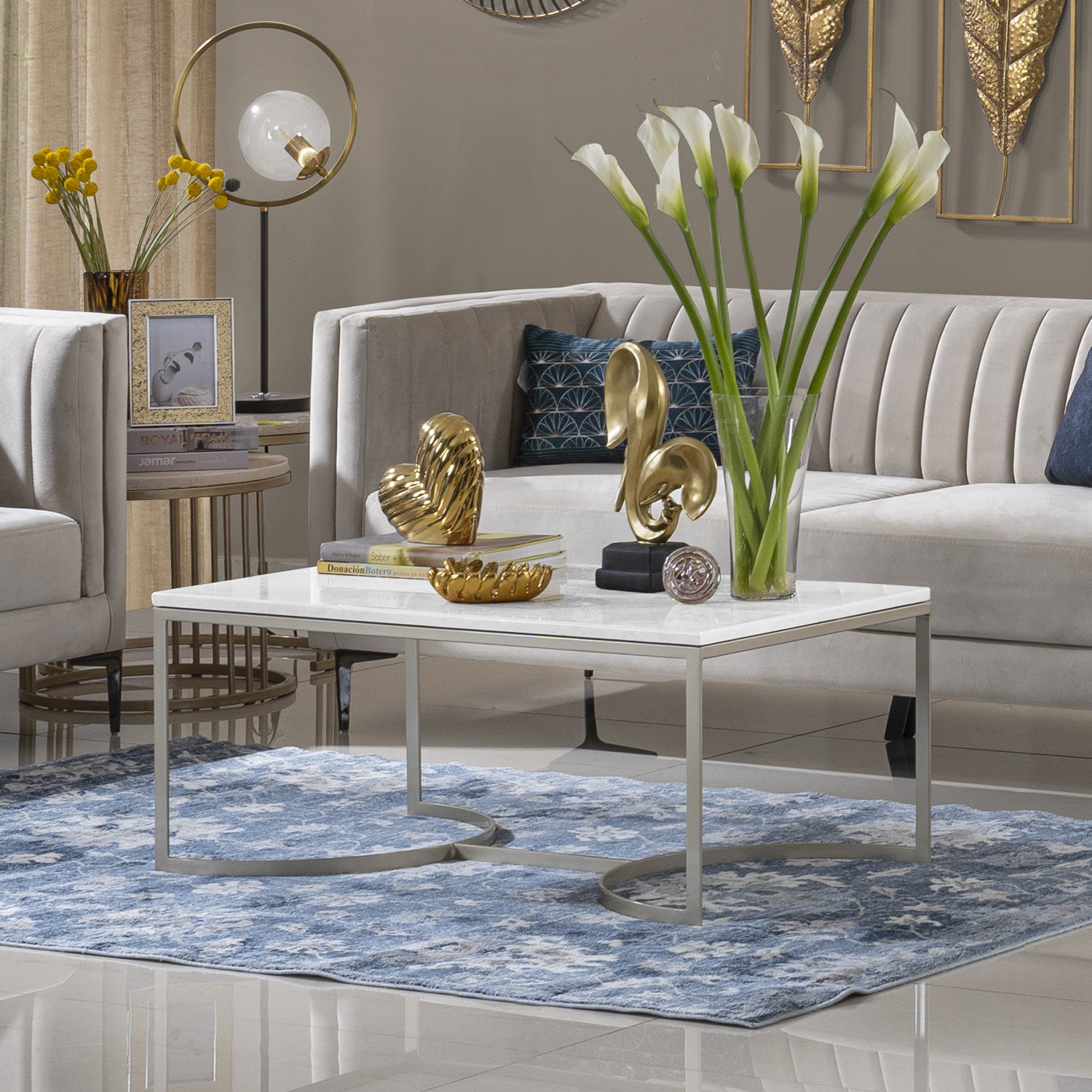 Mesa Centro Marmol  Channel Champaña