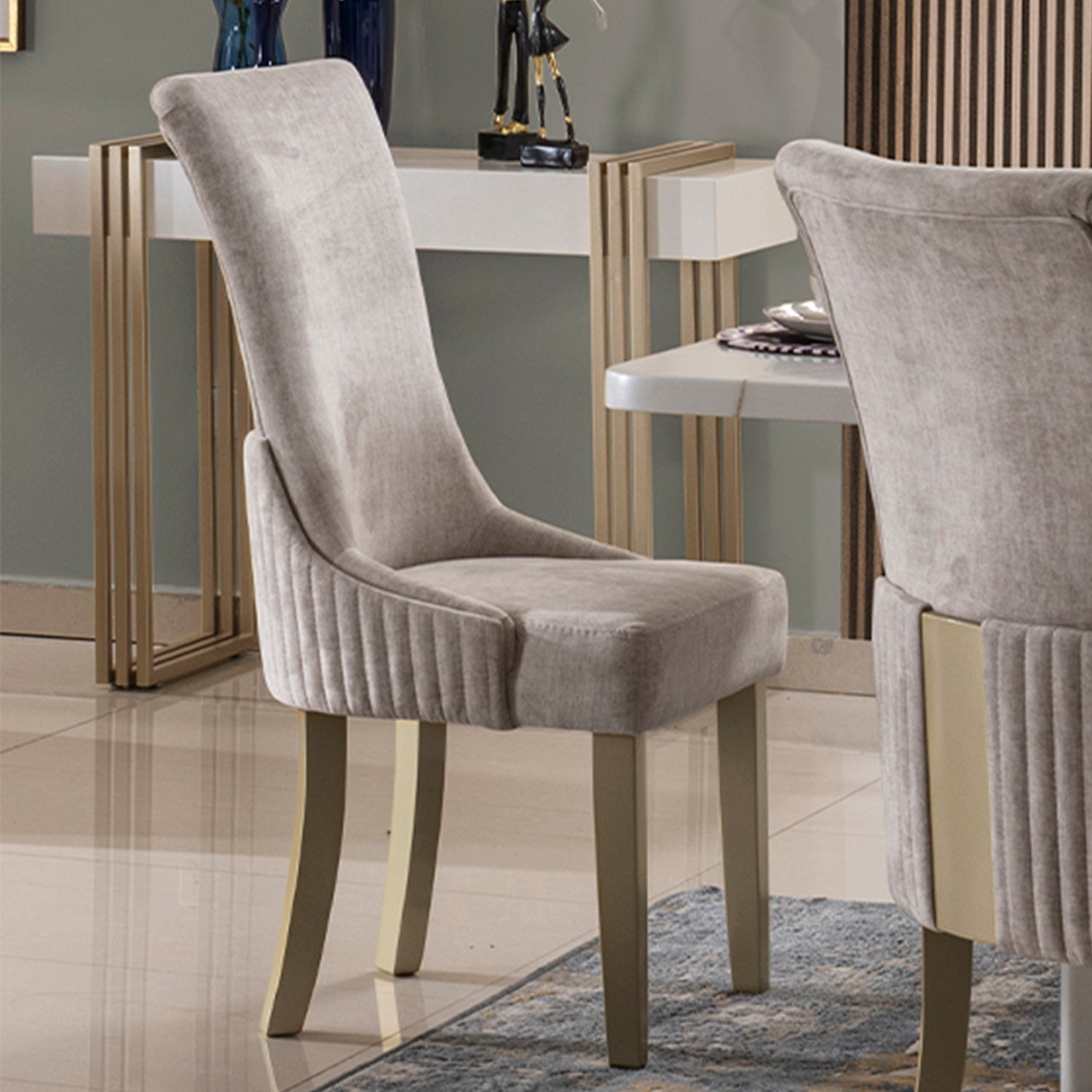 Silla Comedor Roma Velvet Marmol, Champaña