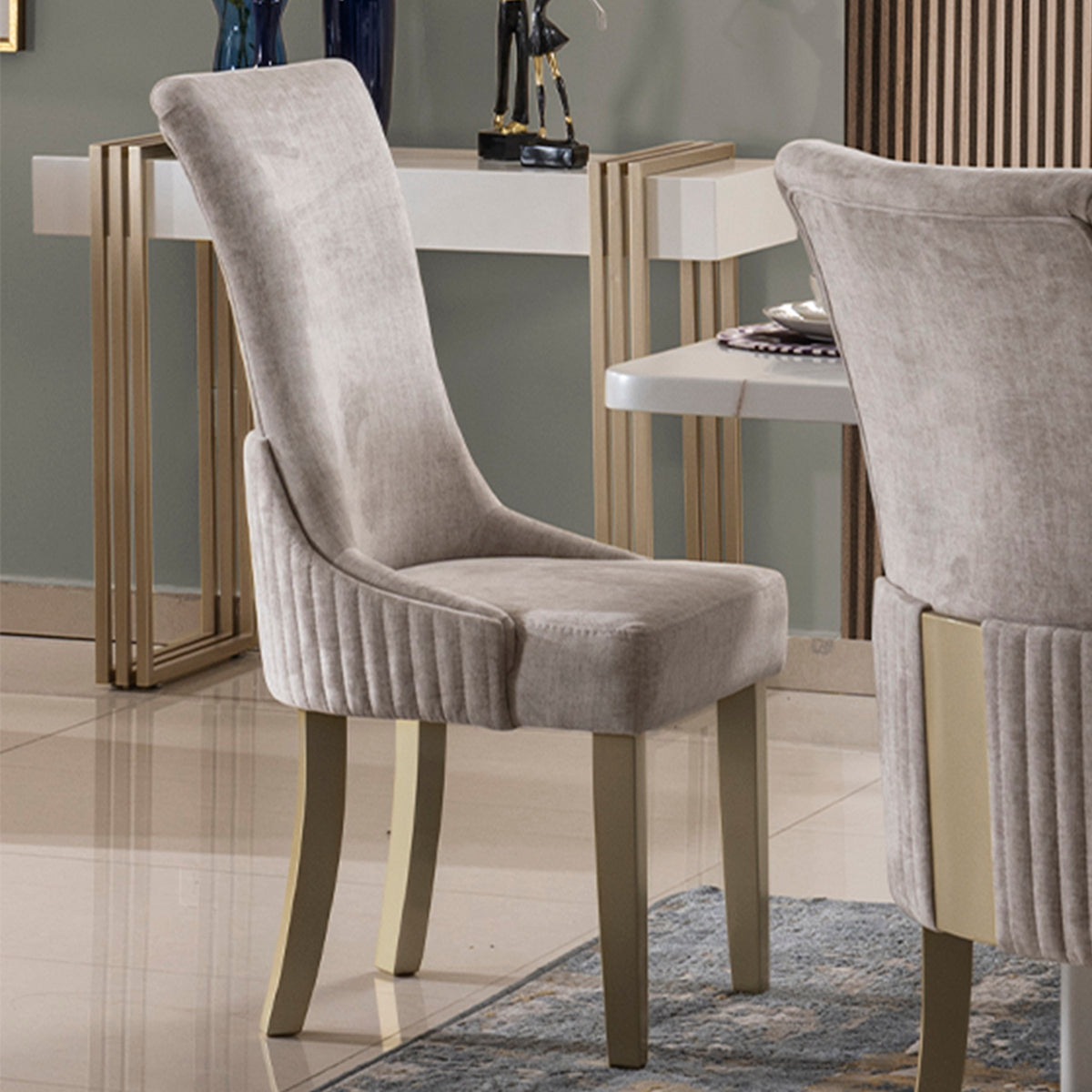 Silla Comedor Roma Velvet Marmol, Champaña