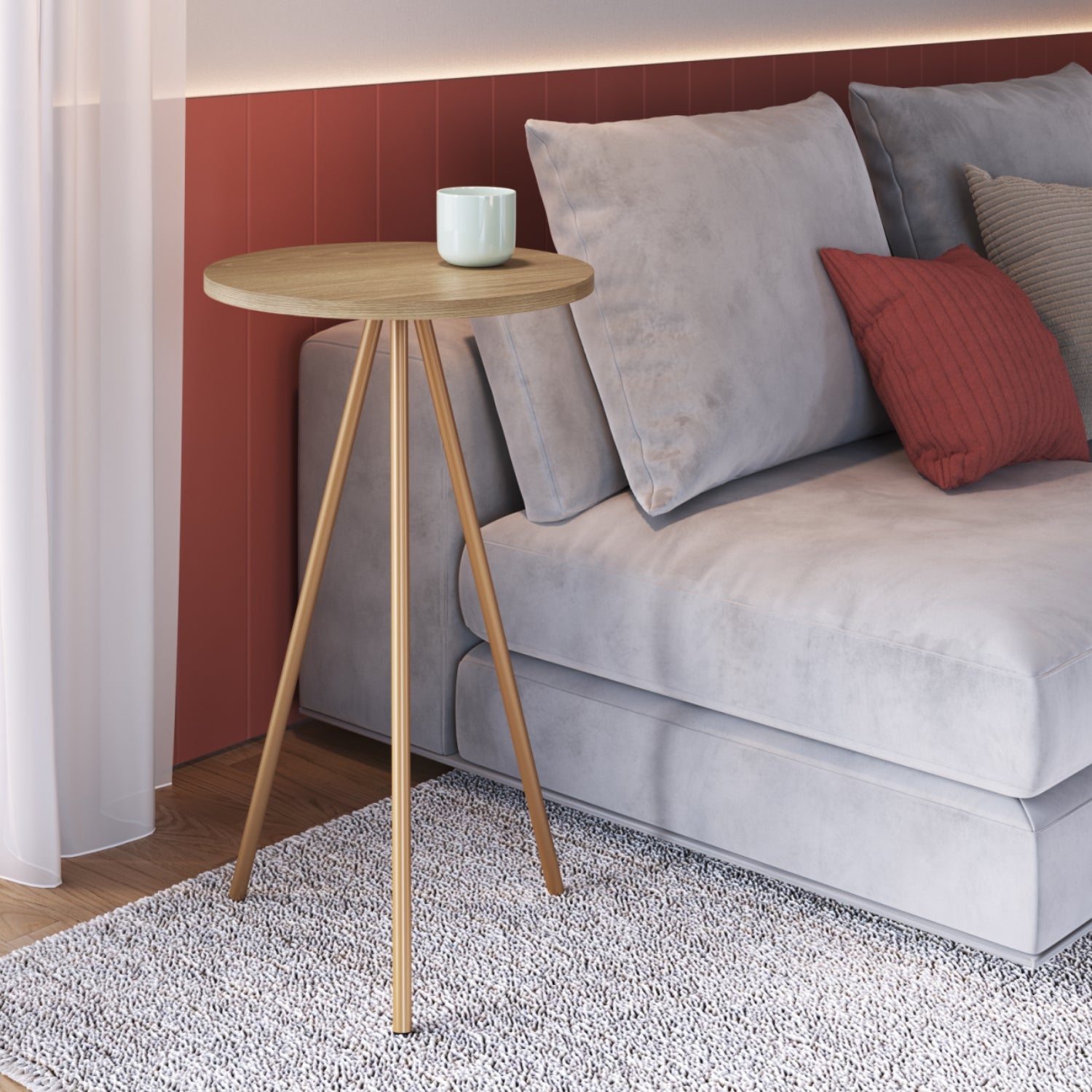 Mesa Auxiliar Lilo Natural, Dorado Premium