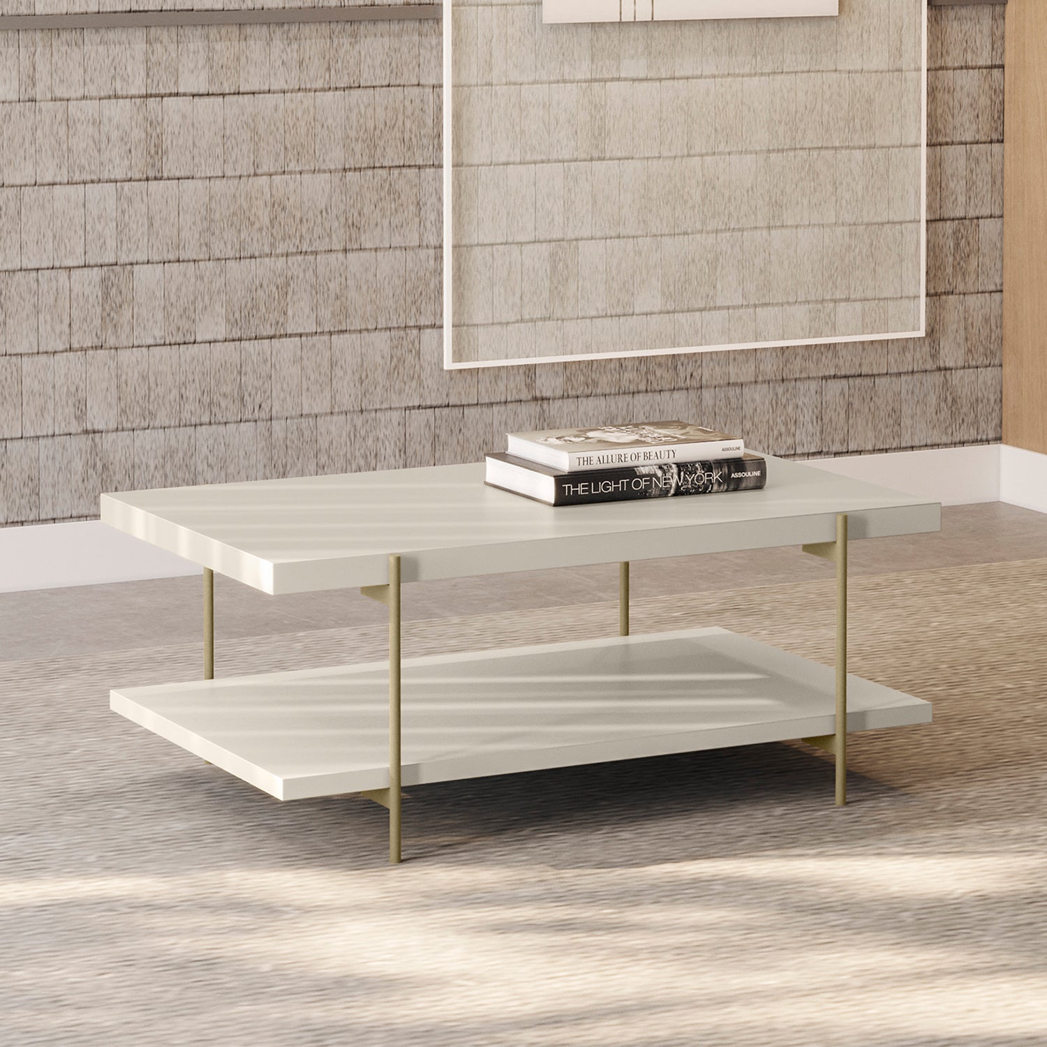 Mesa Centro Ash  Off White, Champaña