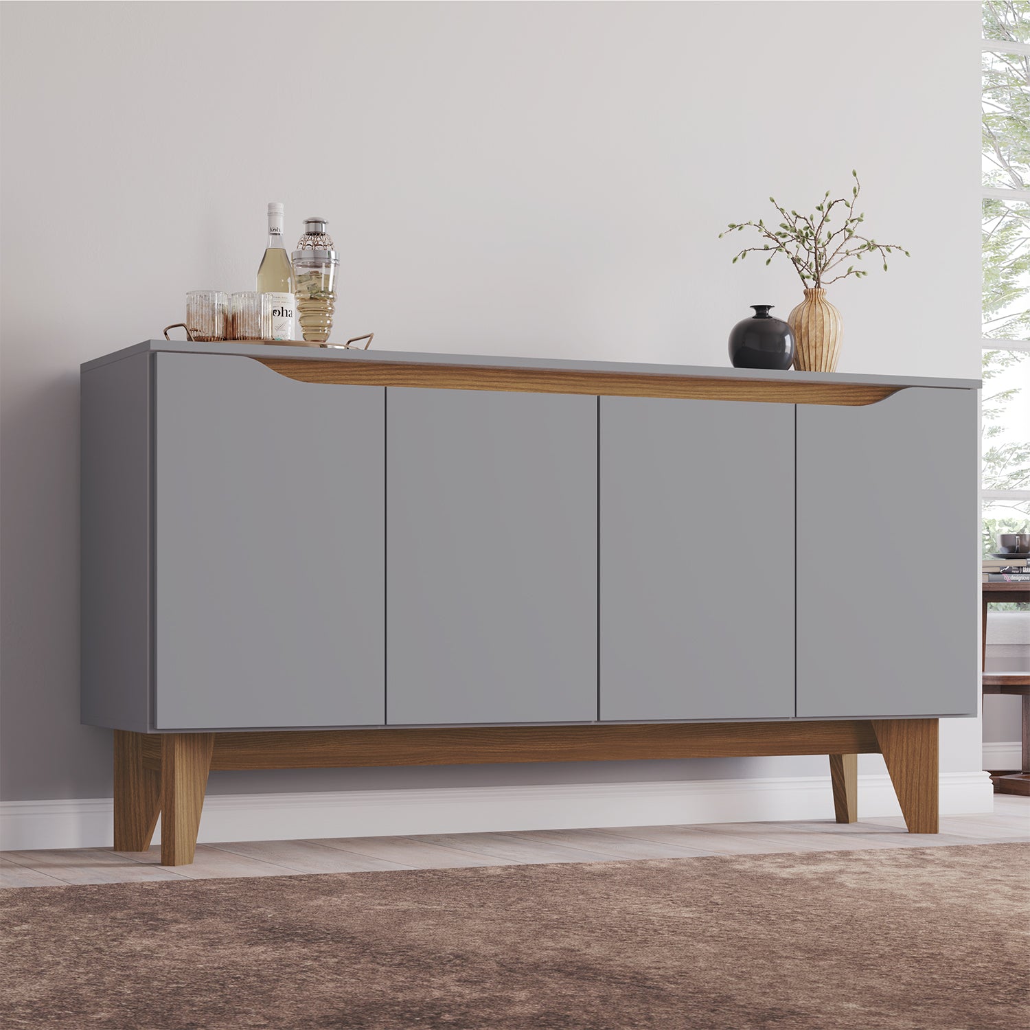 Bifé Hannah Natural,Gris Premium