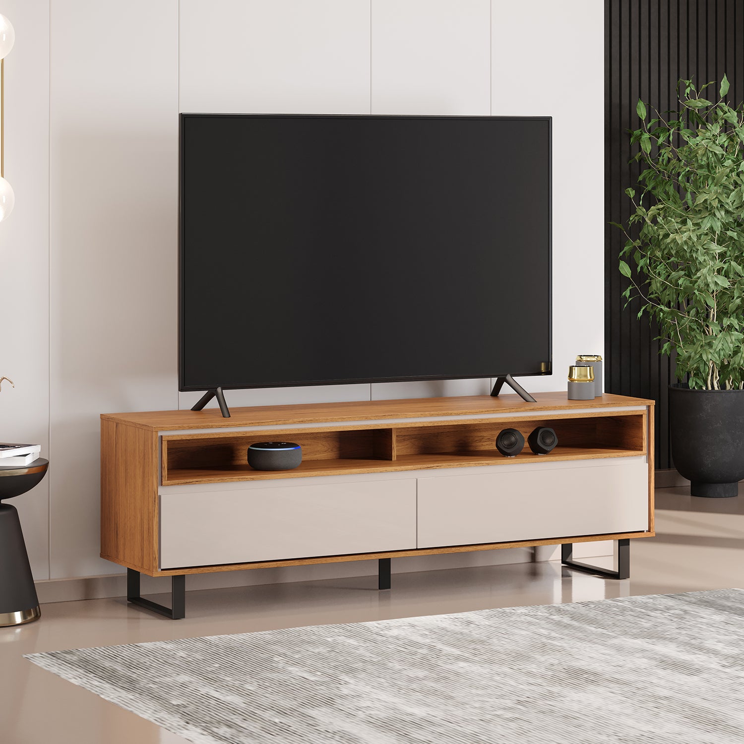 Mesa de Tv Marc Off White, Natural