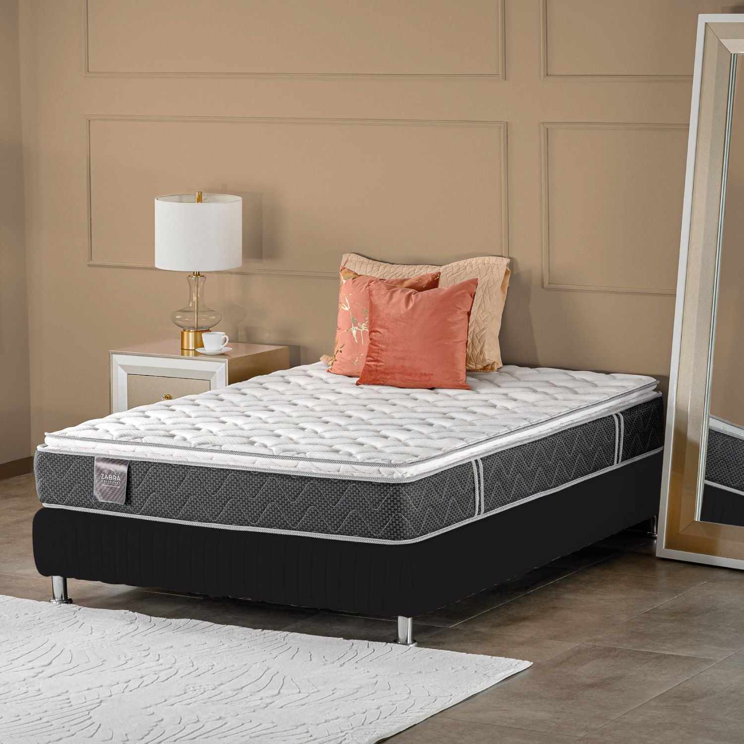 Combo Colchón Semi Doble Berlin Pilow Top + Somier (Garantía 9 años) + 1 Almohada