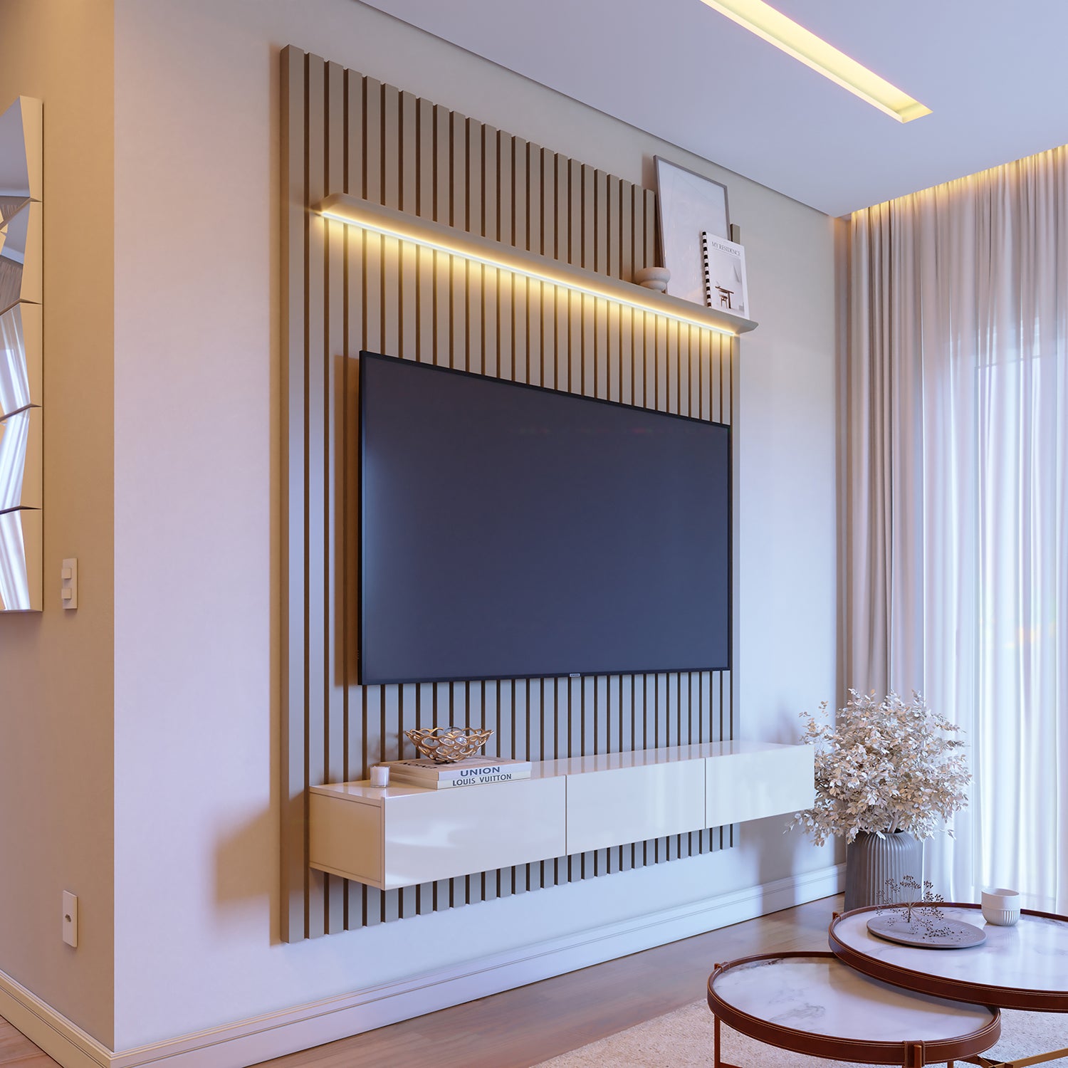 Panel De Tv Alain 184X218X36 Gris