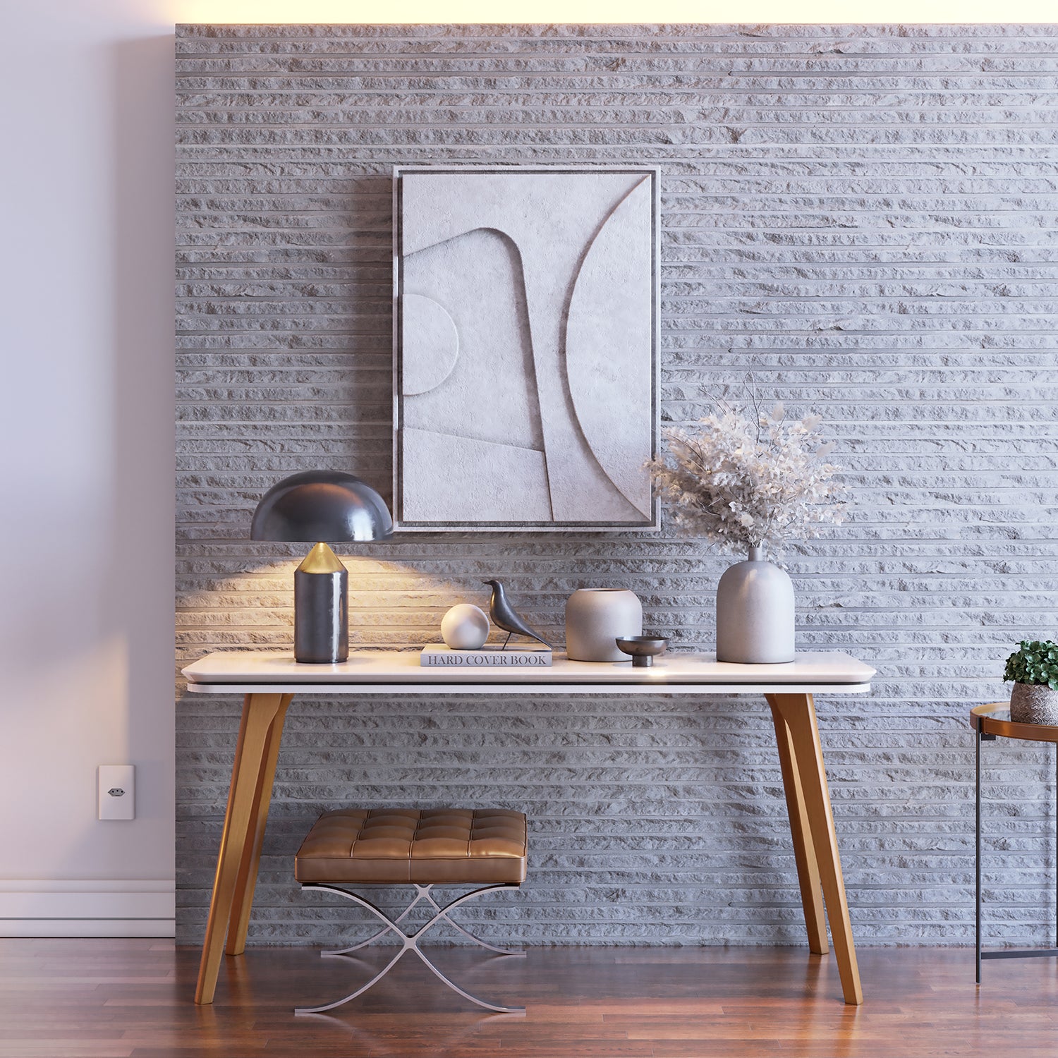 Consola Aura 136X81 Off White, Natural