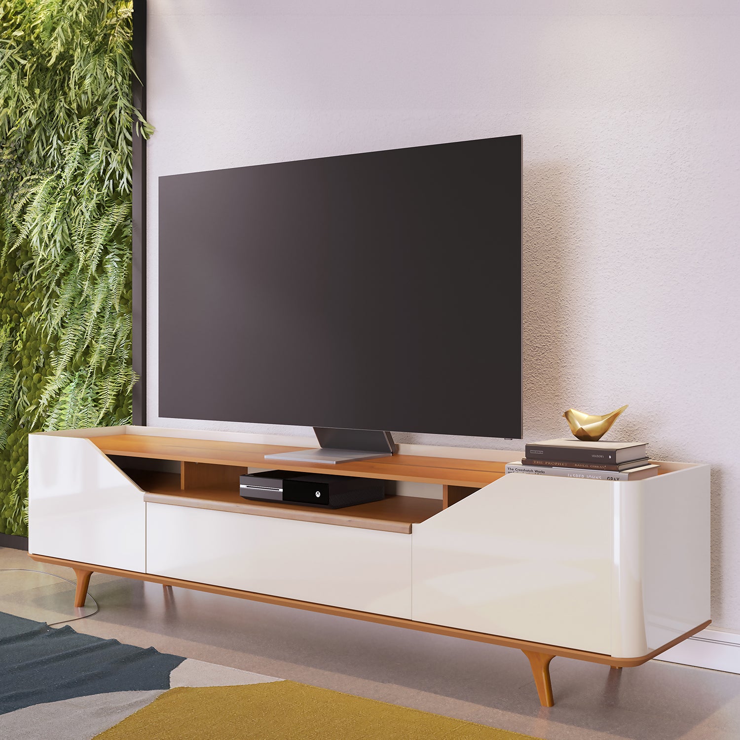Mesa De Tv Buxy 180X58X43 Off White, Natural
