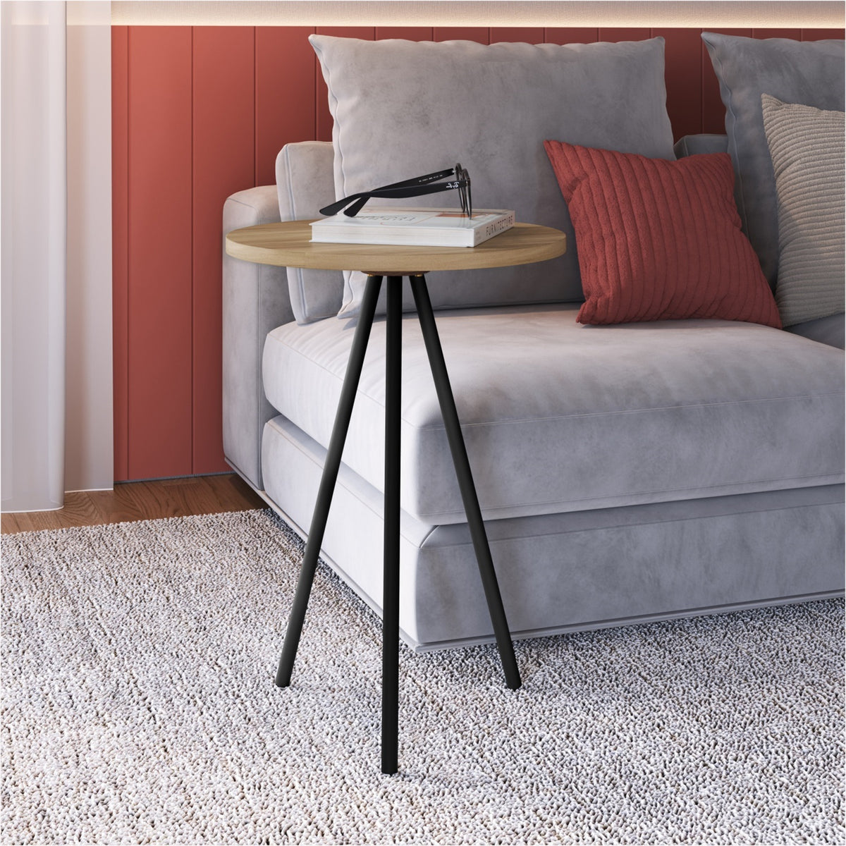 Mesa Auxiliar 35X48 Lilo Natural, Negro