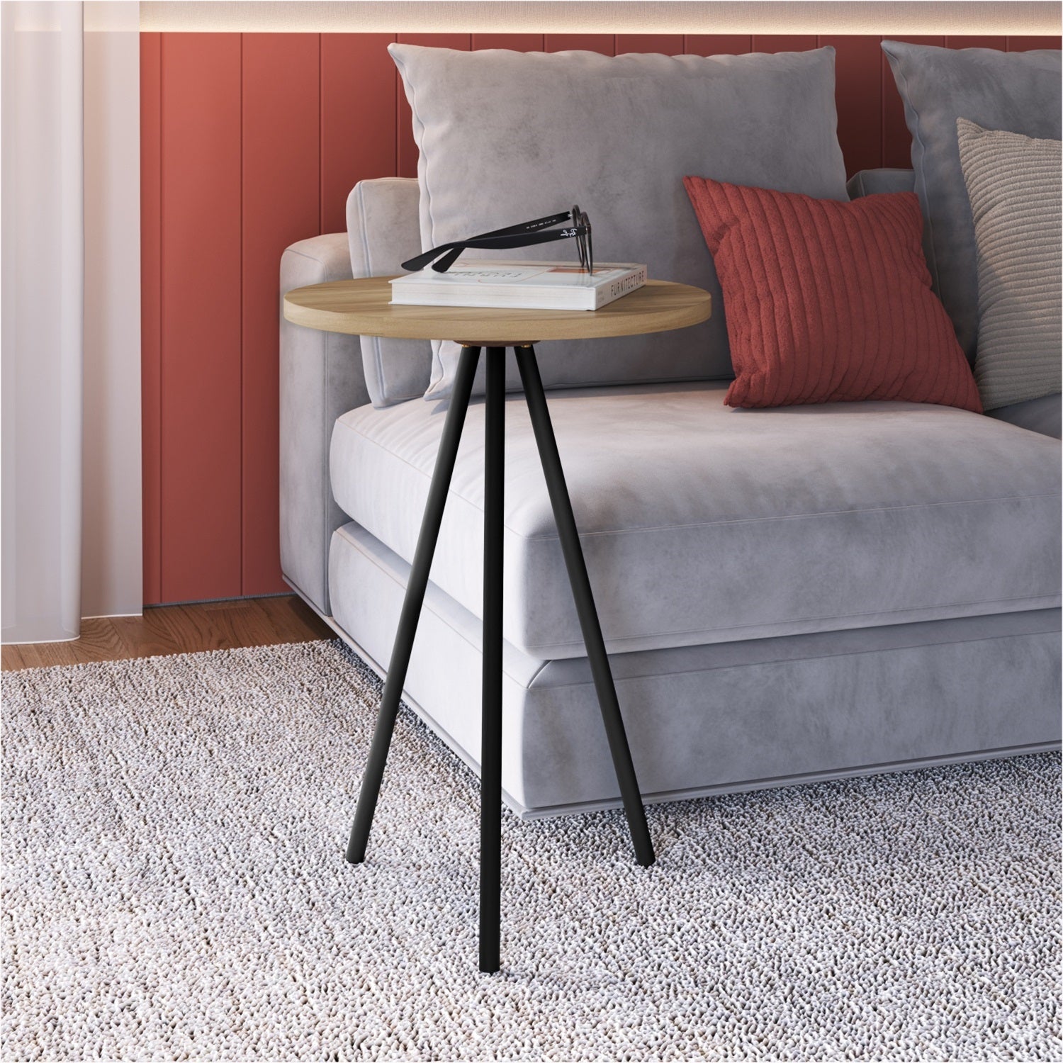 Mesa Auxiliar 35X48 Lilo Natural, Negro