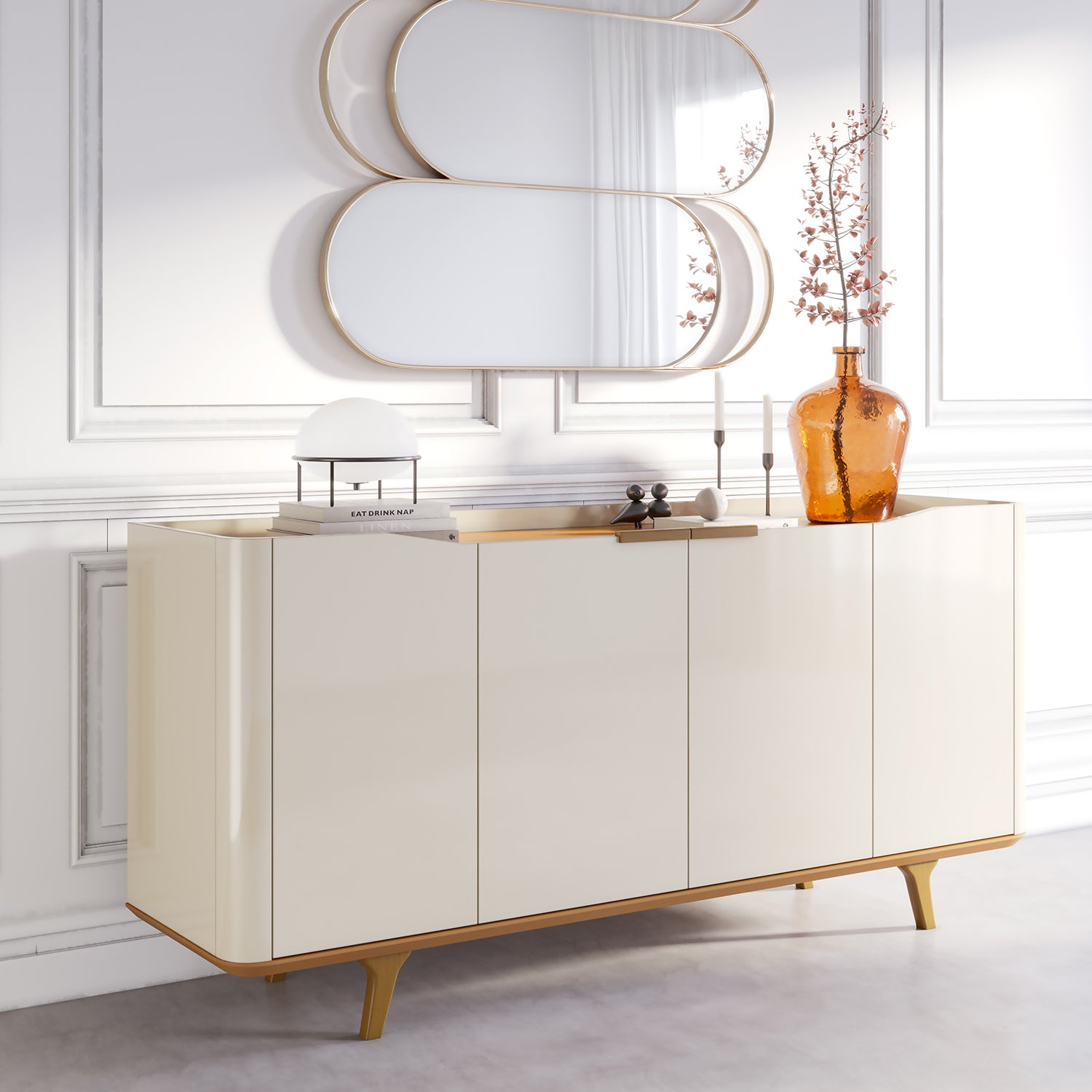Bifé Buxy 160X79X41 Off White, Natural
