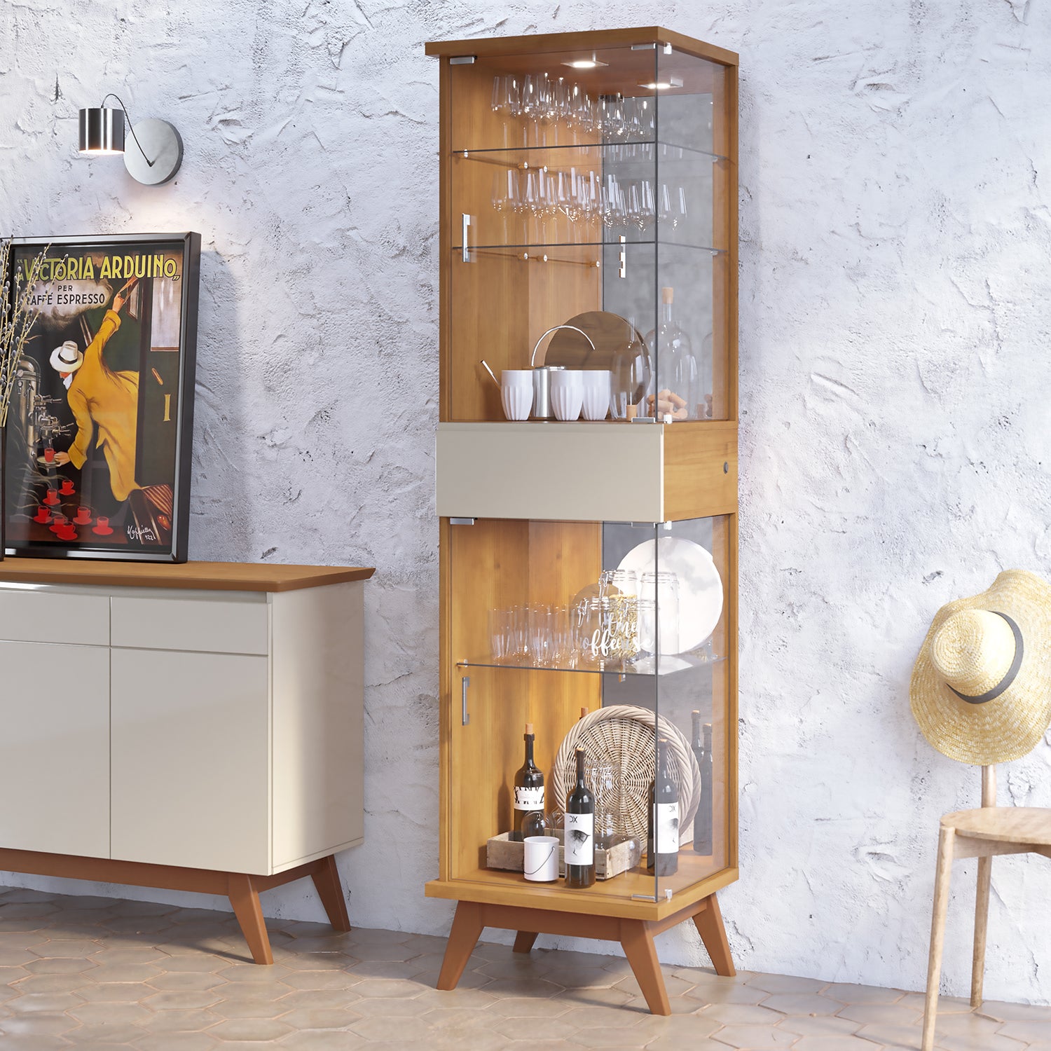 Vitrina Ines 48X183X41 Natural, Off White