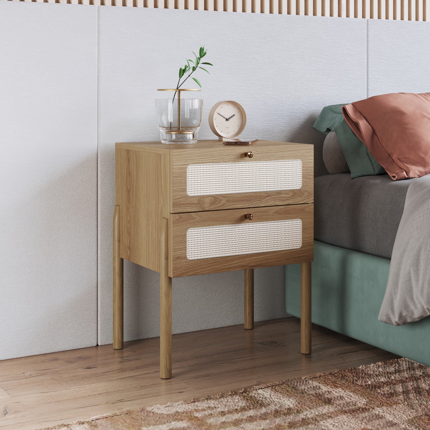 Mesa De Noche Santorini 48X60X37 Natural, Tejido