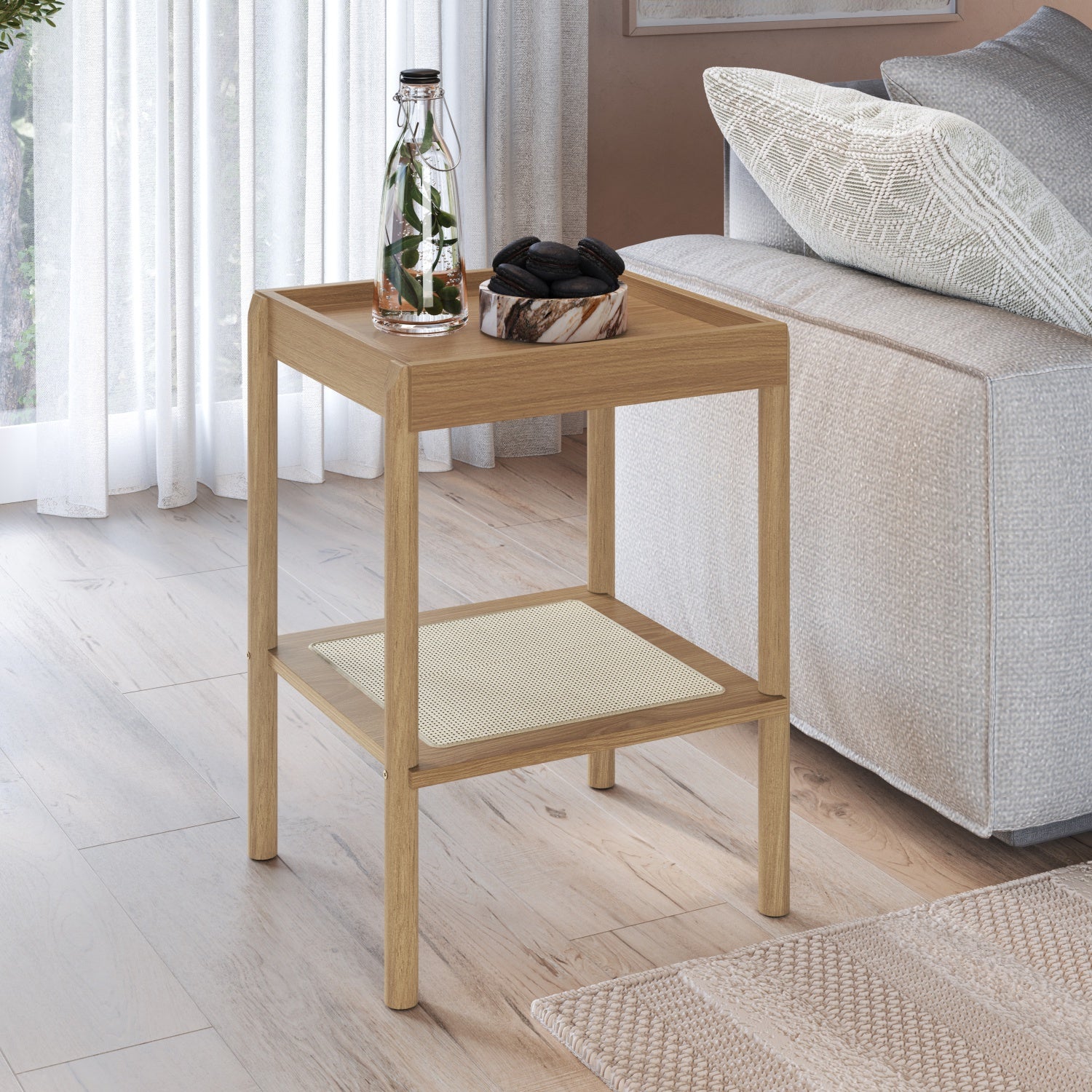 Mesa Auxiliar Santorini 43X58X40 Natural, Tejido