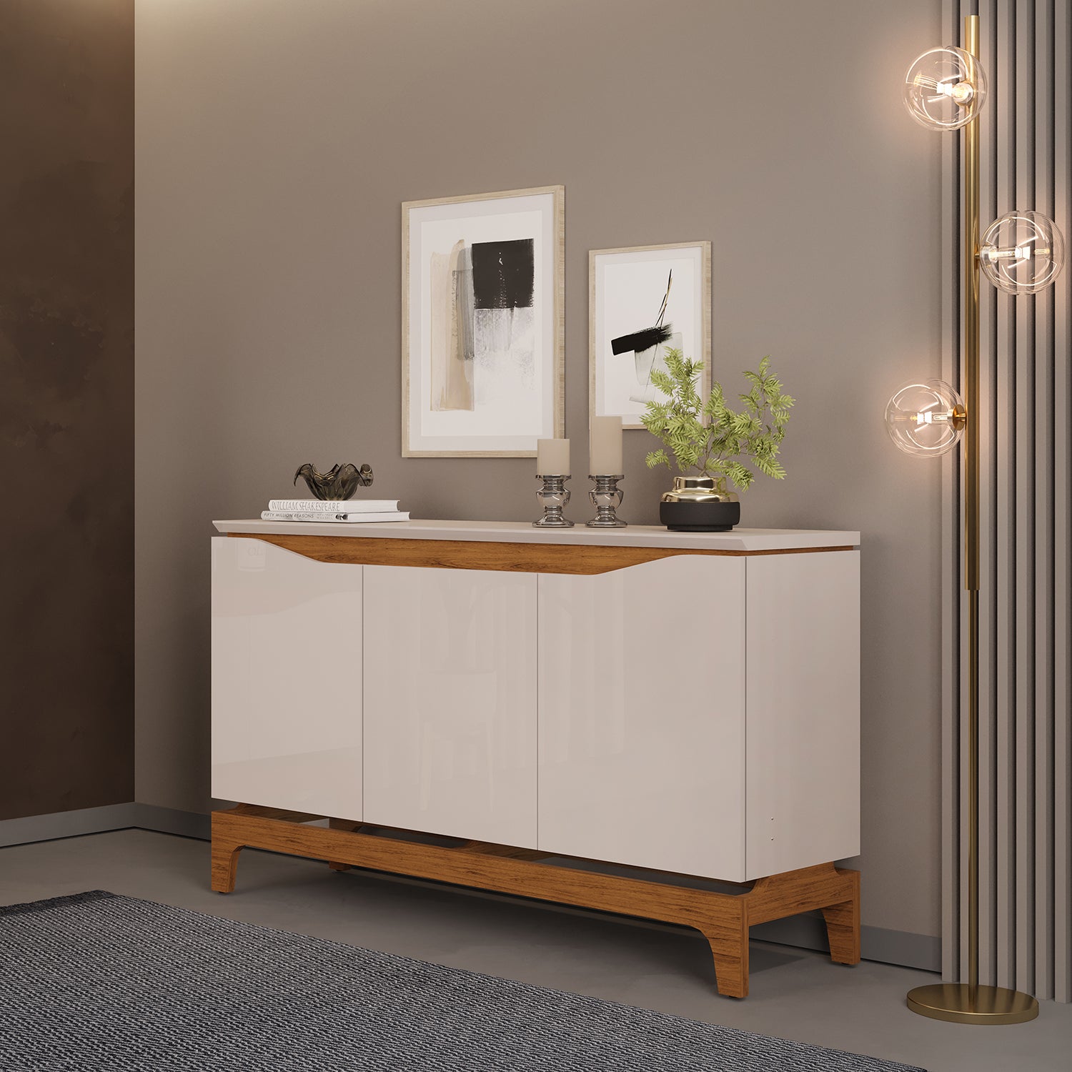 Bife Amelie 136X80X36 Off White, Natural