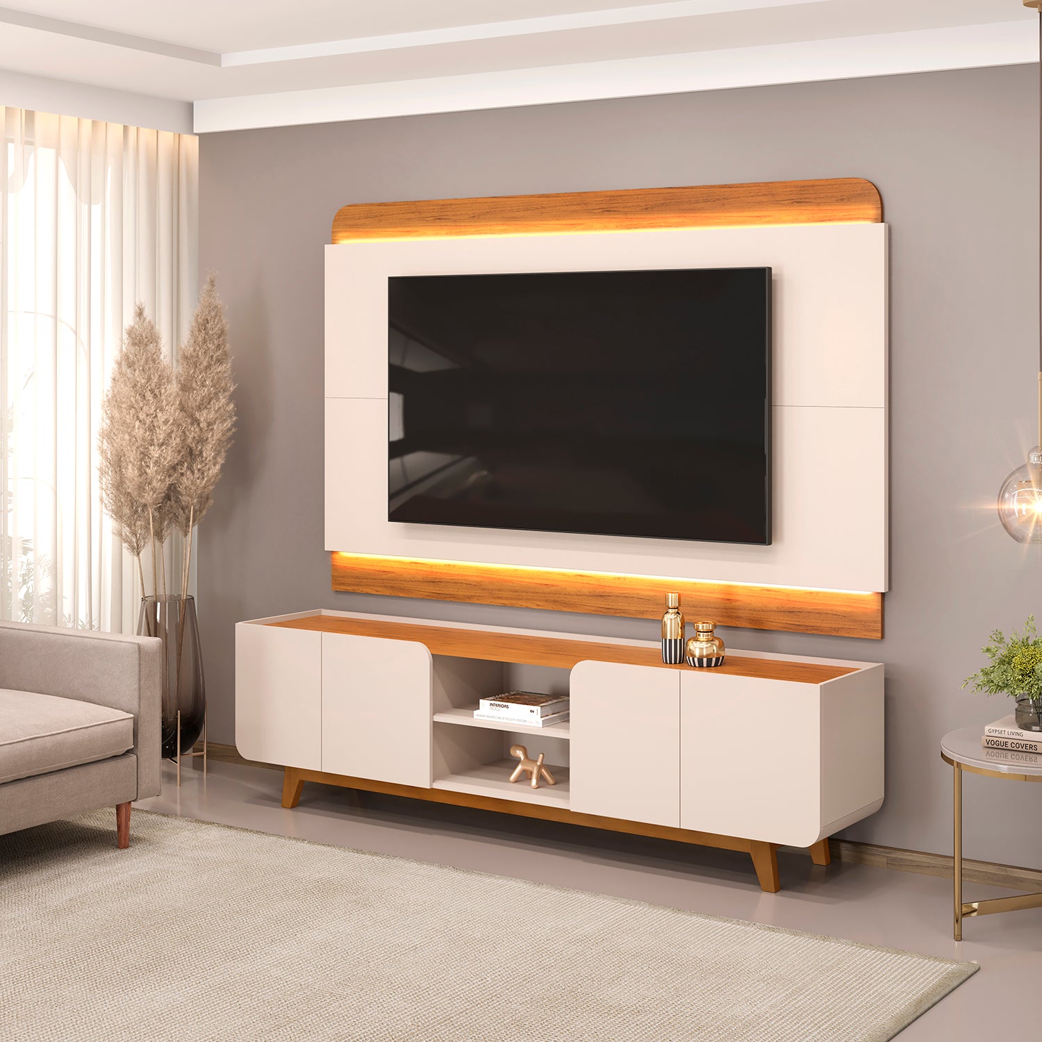 Centro De Entretenimiento Boris 220X196X40 Natural, Off White