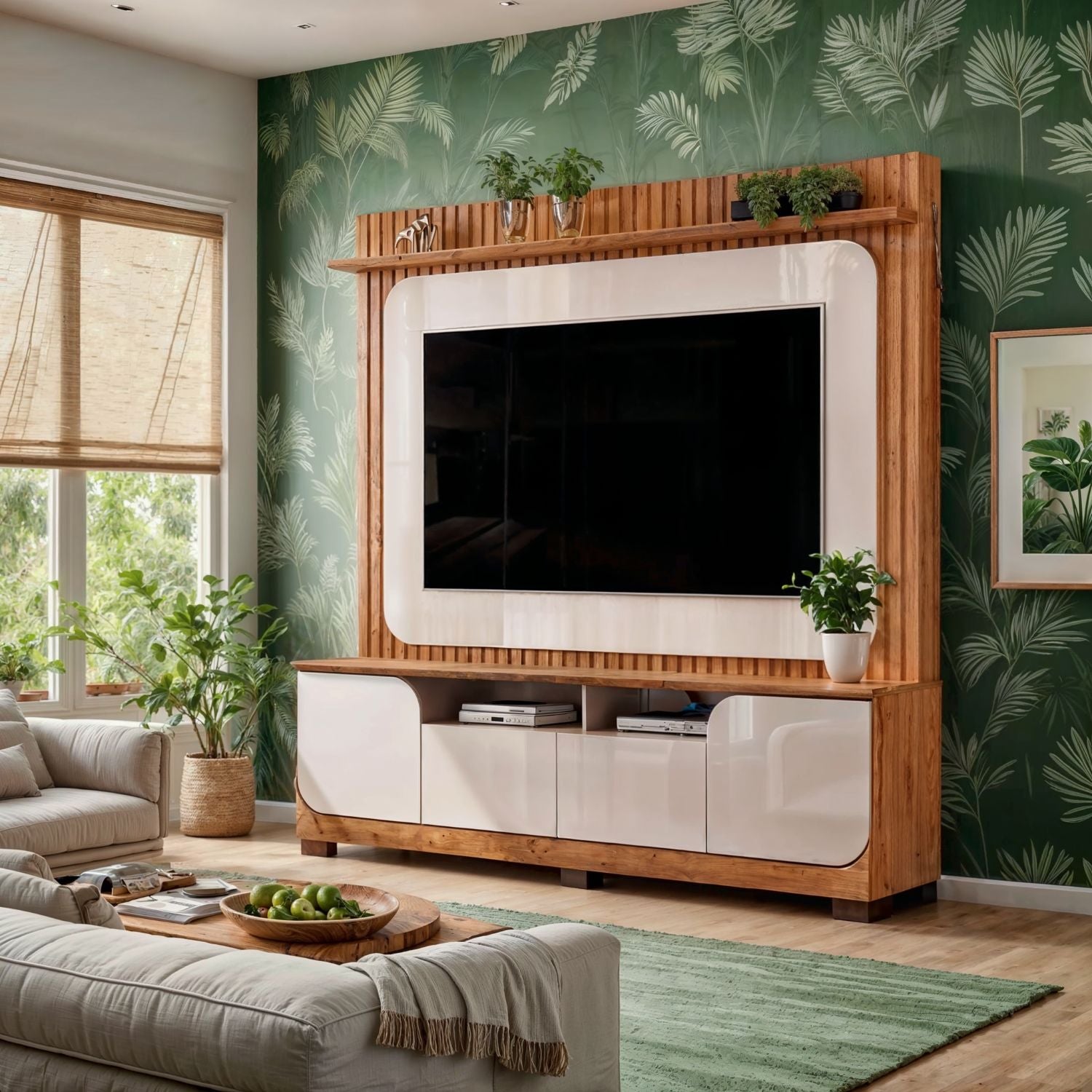 Centro De Entretenimiento Dala 182X183X42 Natural, Off White