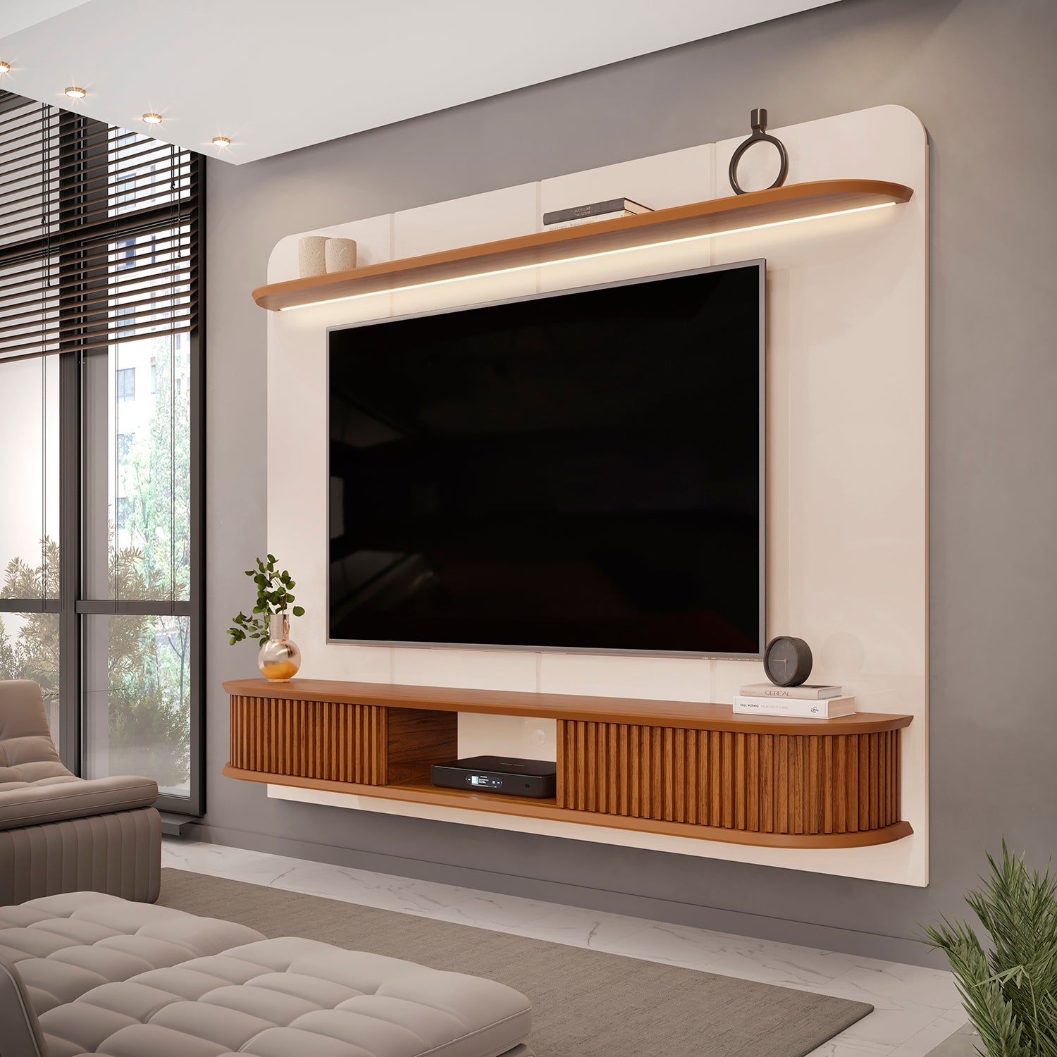 Panel Tv Cami 215X169X38 Off White, Champana