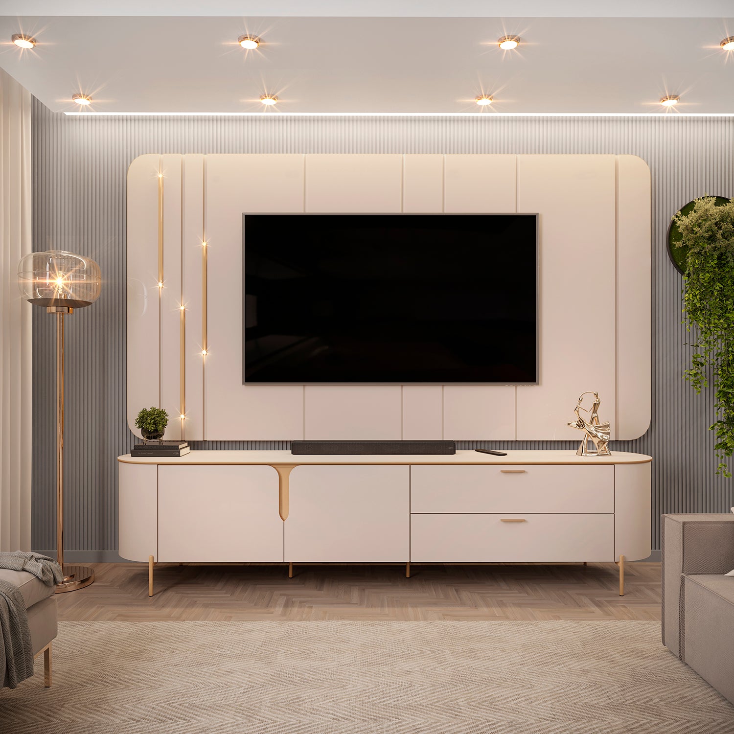 Centro De Entretenimiento Flora 241X189X47 Off White