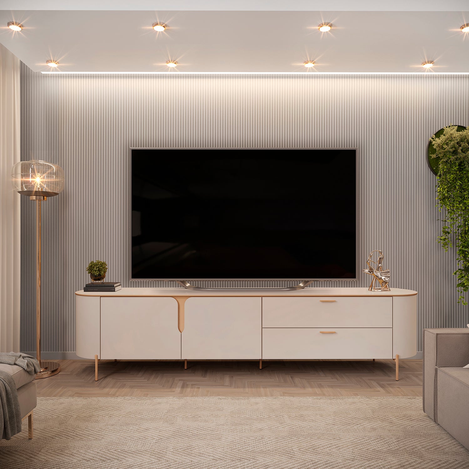 Mesa De Tv Flora 241X57X47 Off White