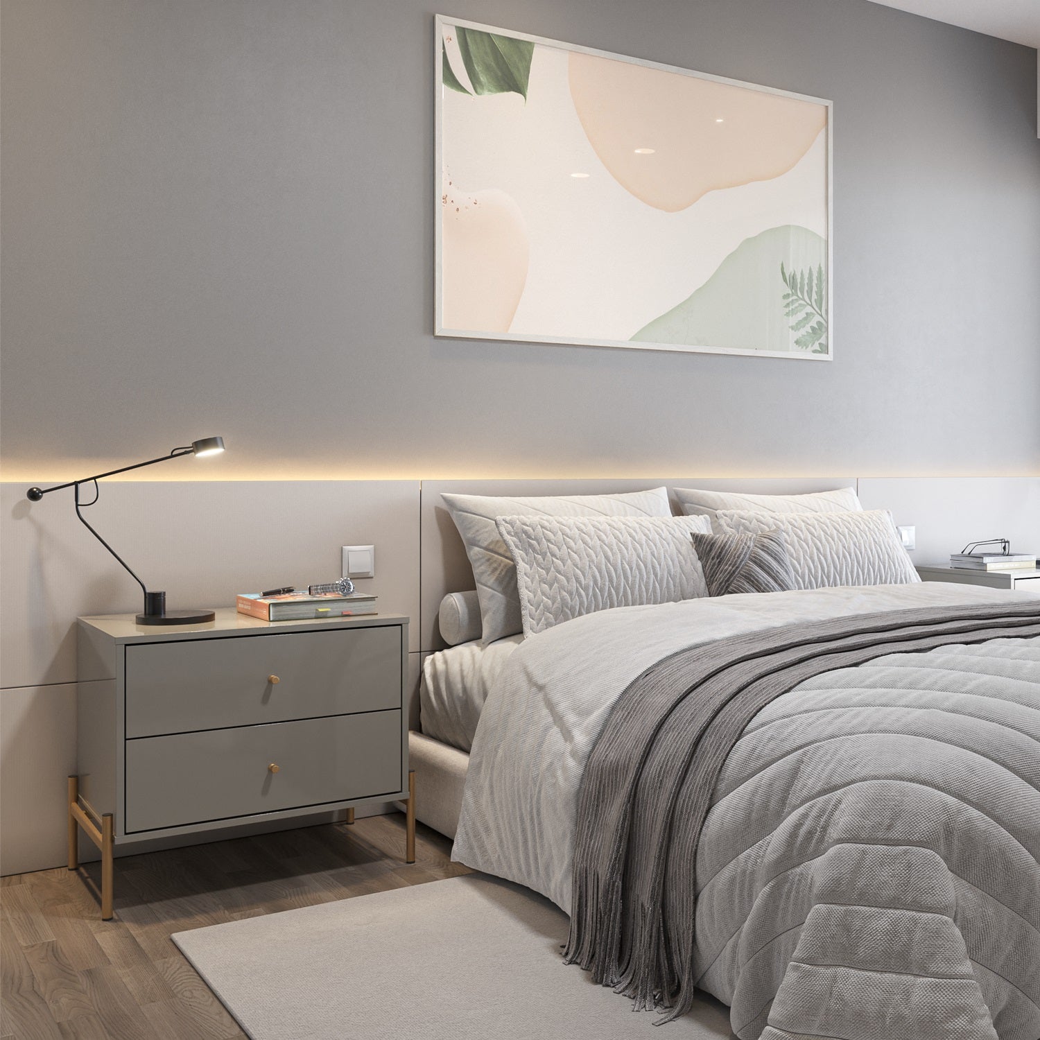 Mesa De Noche Dante 64X56X44 Gris