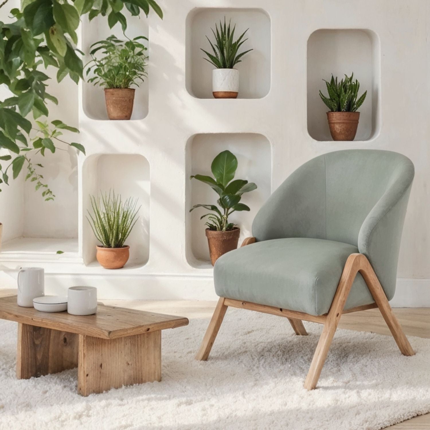 Poltrona Ryan Lino Verona Verde, Natural