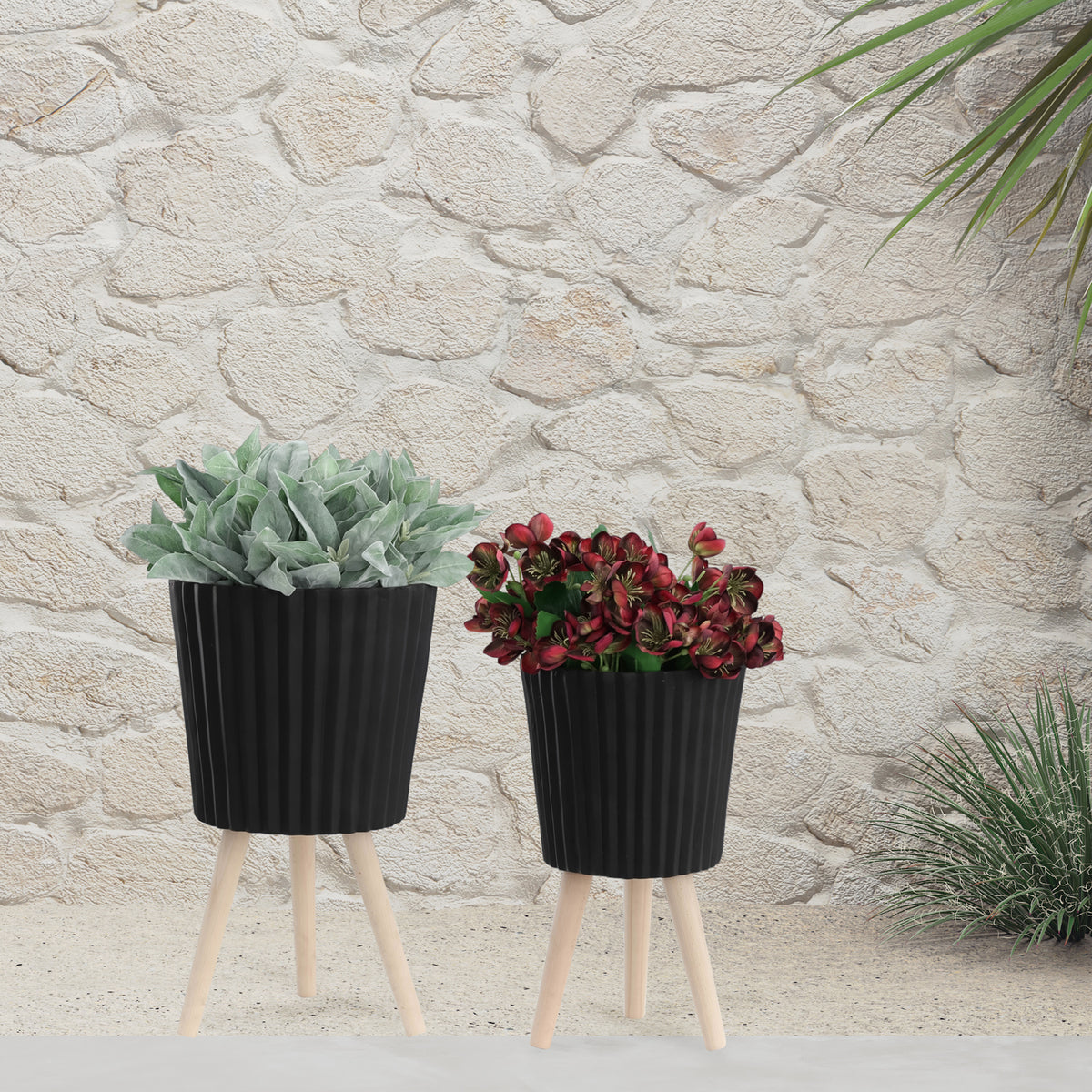 Maceta 53X30X30  Negro Natural Setx2