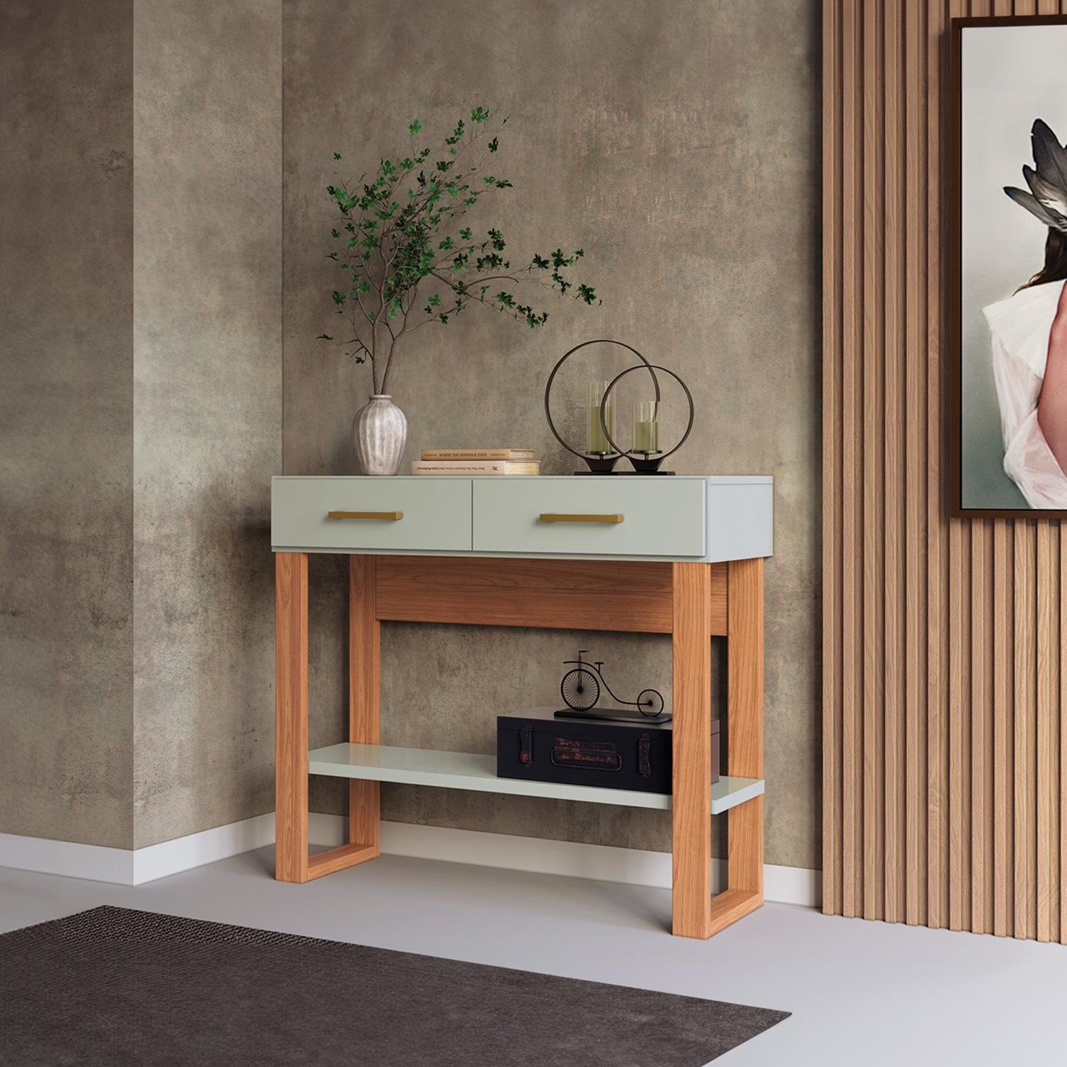 Consola Cox 89X80X36 Off White, Natural