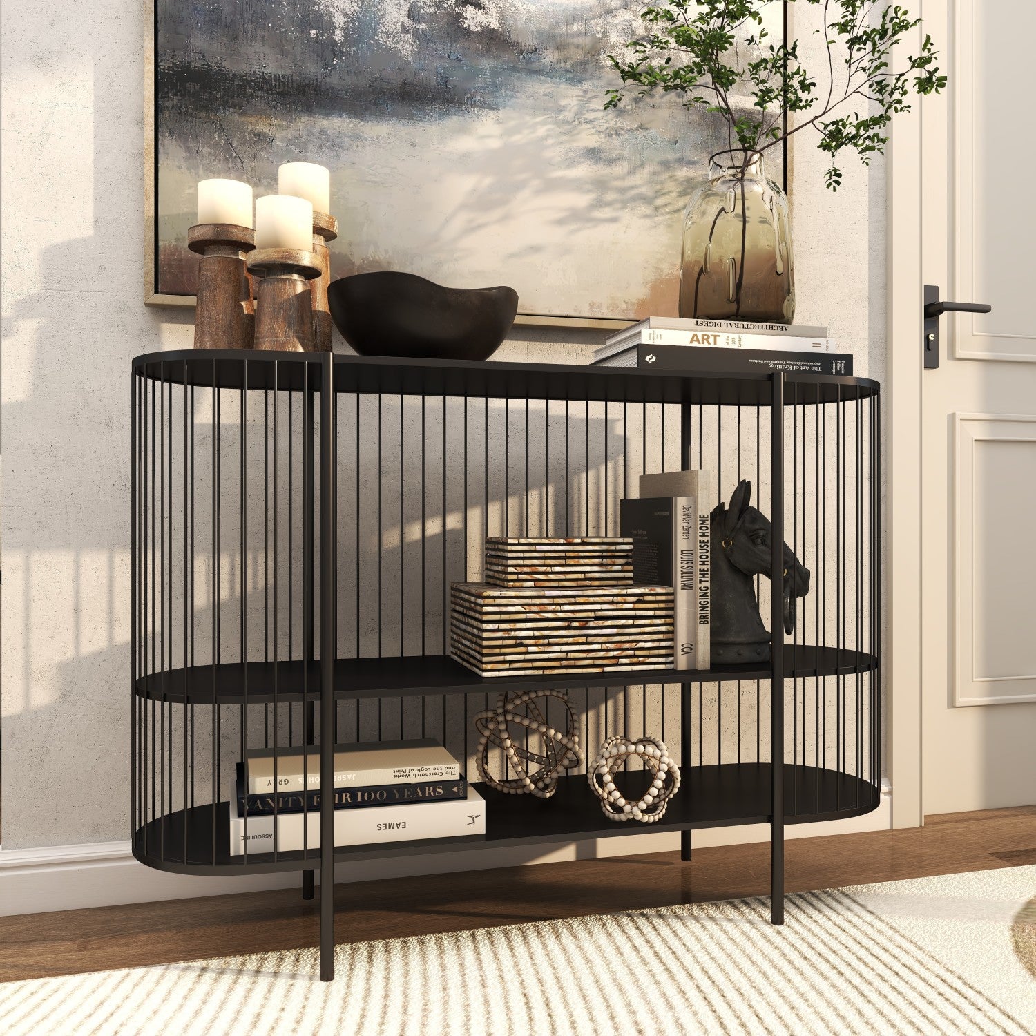 Consola Fler 128X93X37 Negro Metálica