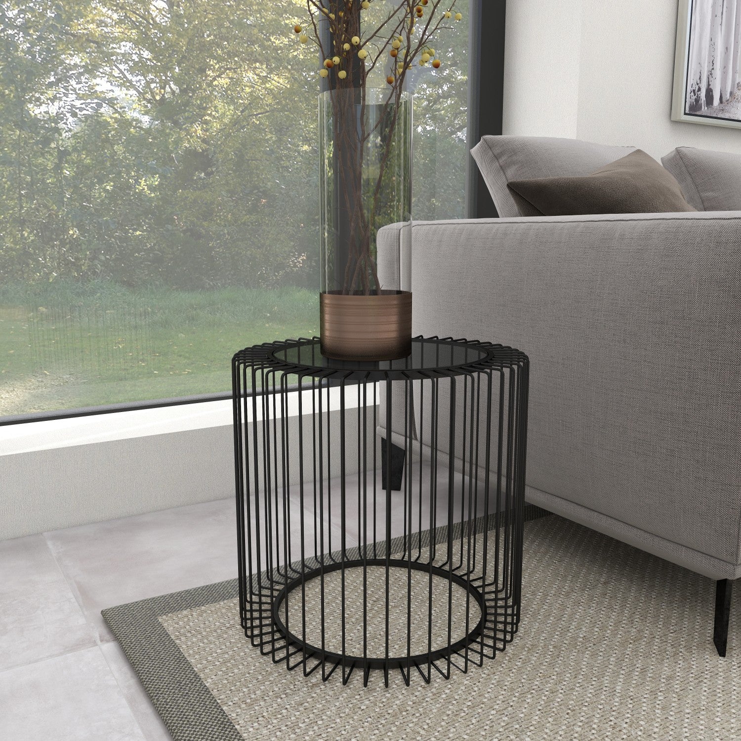 Mesa Auxiliar Fler 50X50X48 Negro Metal