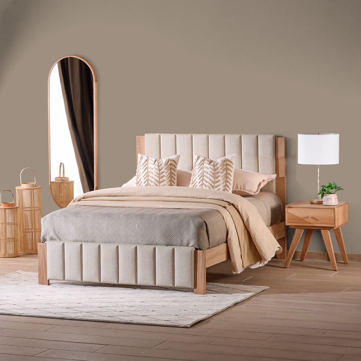 Cama Doble Nepal Eurolino Beige, Natural
