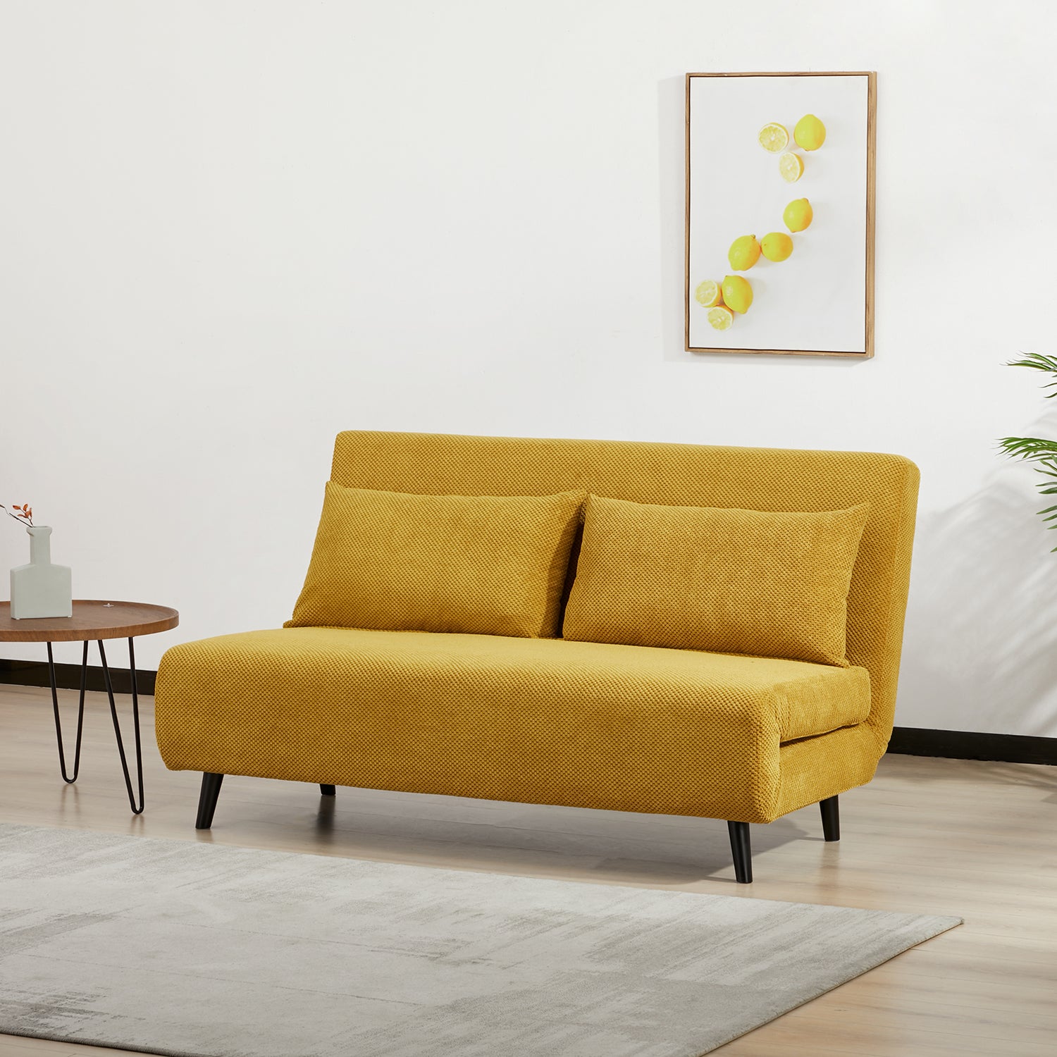 Sofa Cama Full Logan Microfibra Mostaza