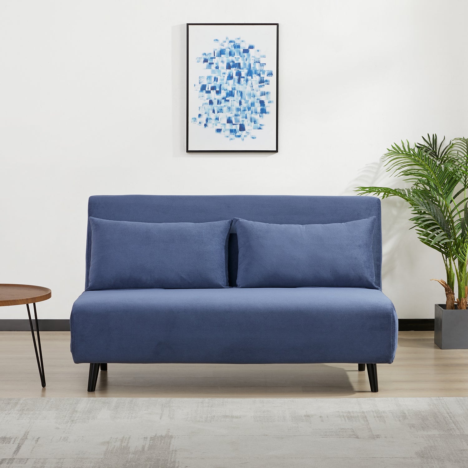 Sofa Cama Full Logan Microfibra Azul