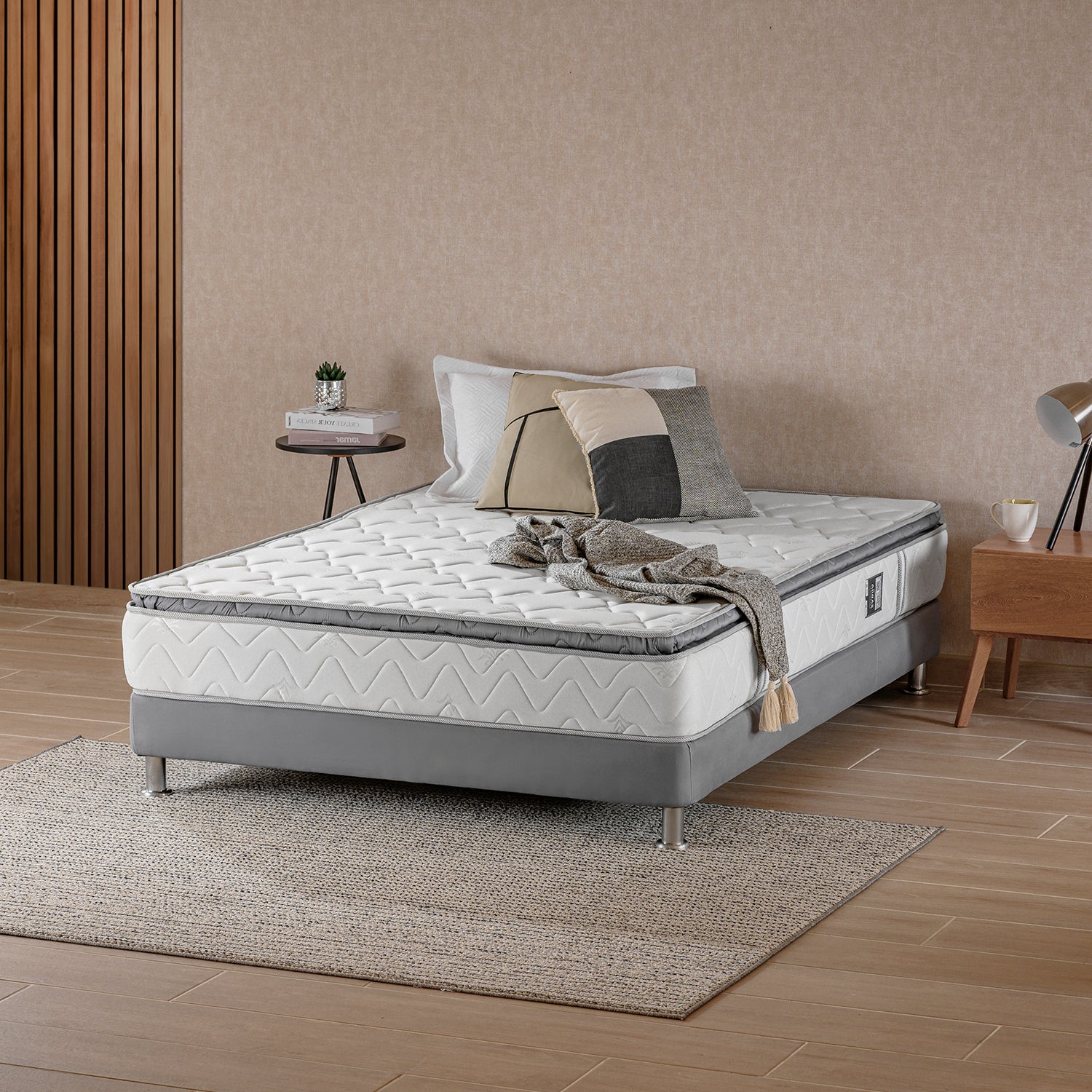 Combo Colchón Semi Doble Valencia Pillow Top  (Garantia 7 años) + Somier
