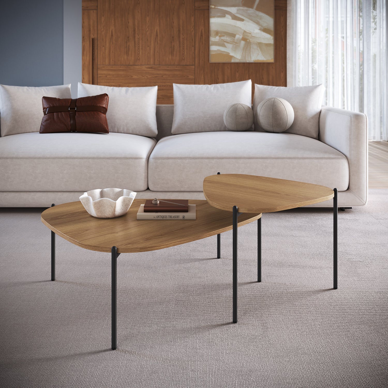 Mesa de Centro Amira 58X38X54 Natural, Negro