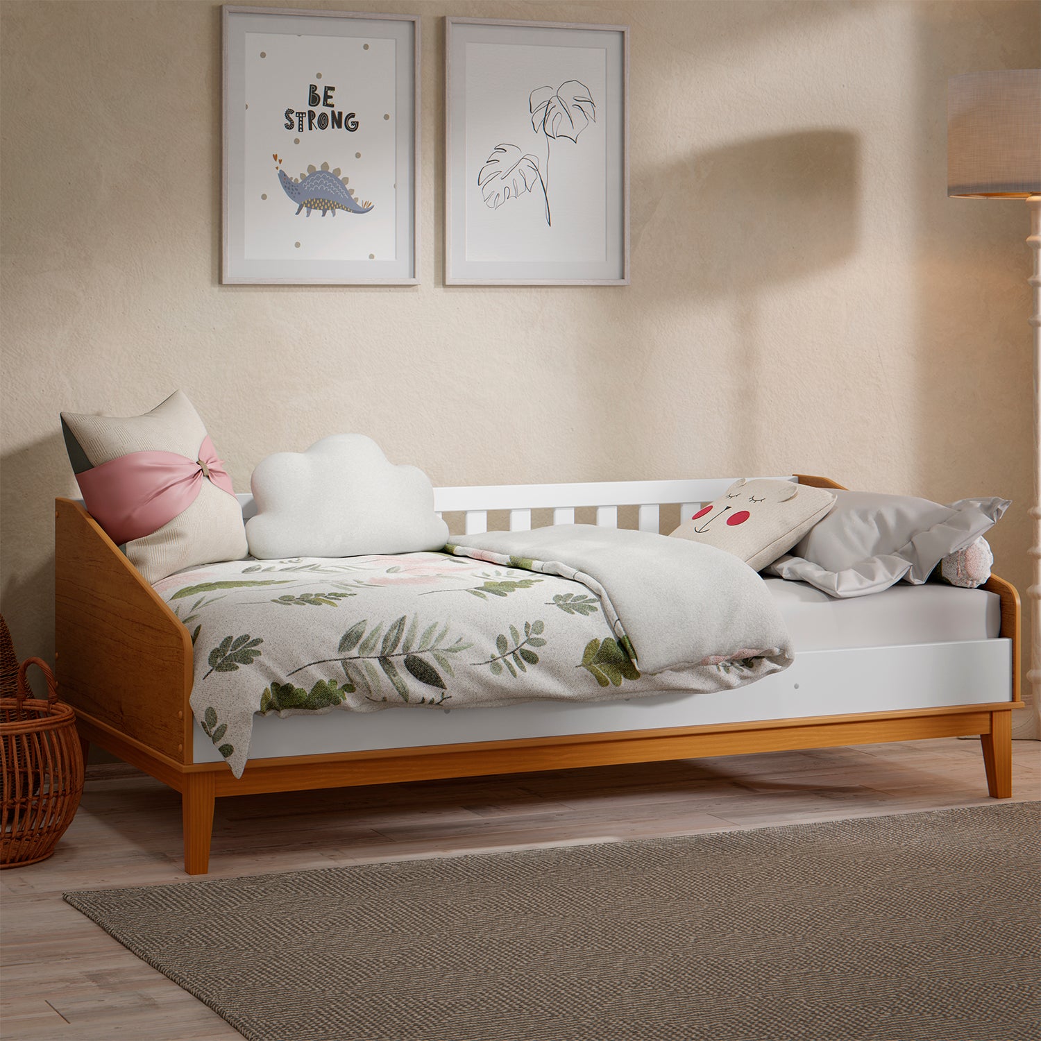 Cama 0.90 Tivoly Blanco, Natural