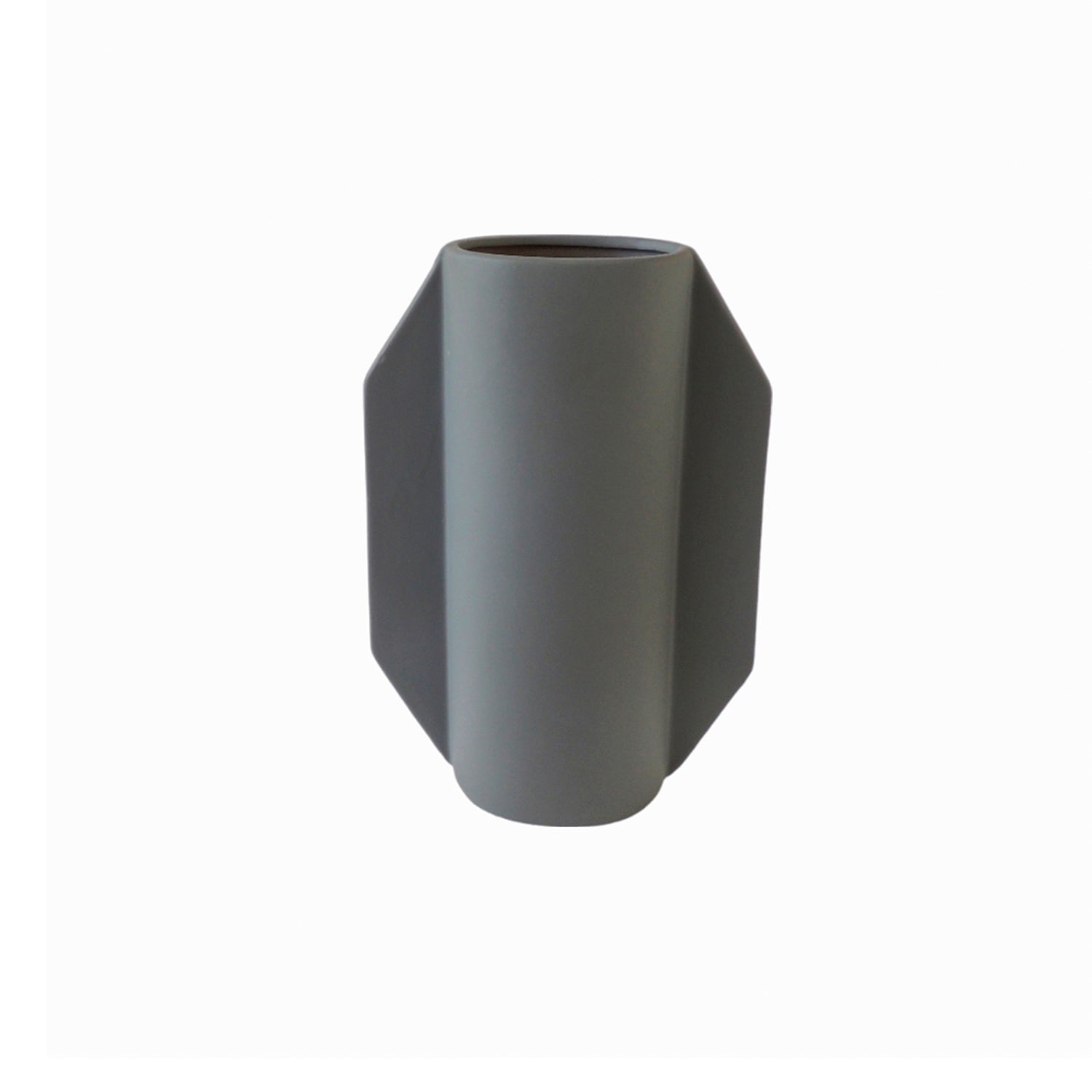 Jarron 20X28Cm Gris Aletas Urbano