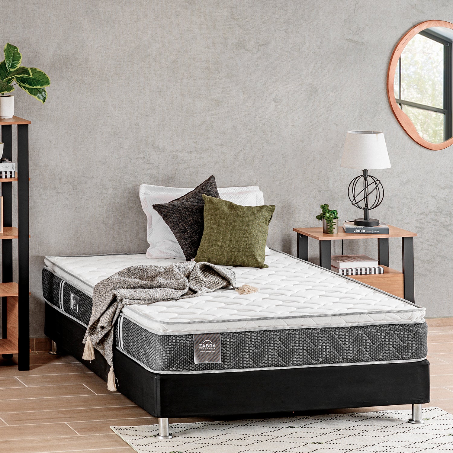 Combo Colchón Doble Berlin Pillow Top + Somier Par  (Garantía 9 años) + 2 Almohadas