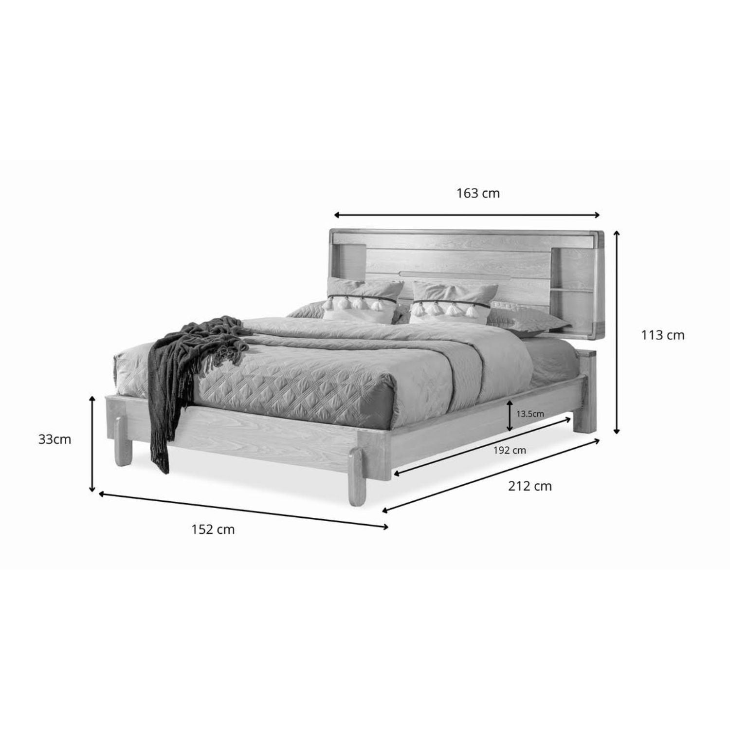 Cama Doble Dublin Roble Natural