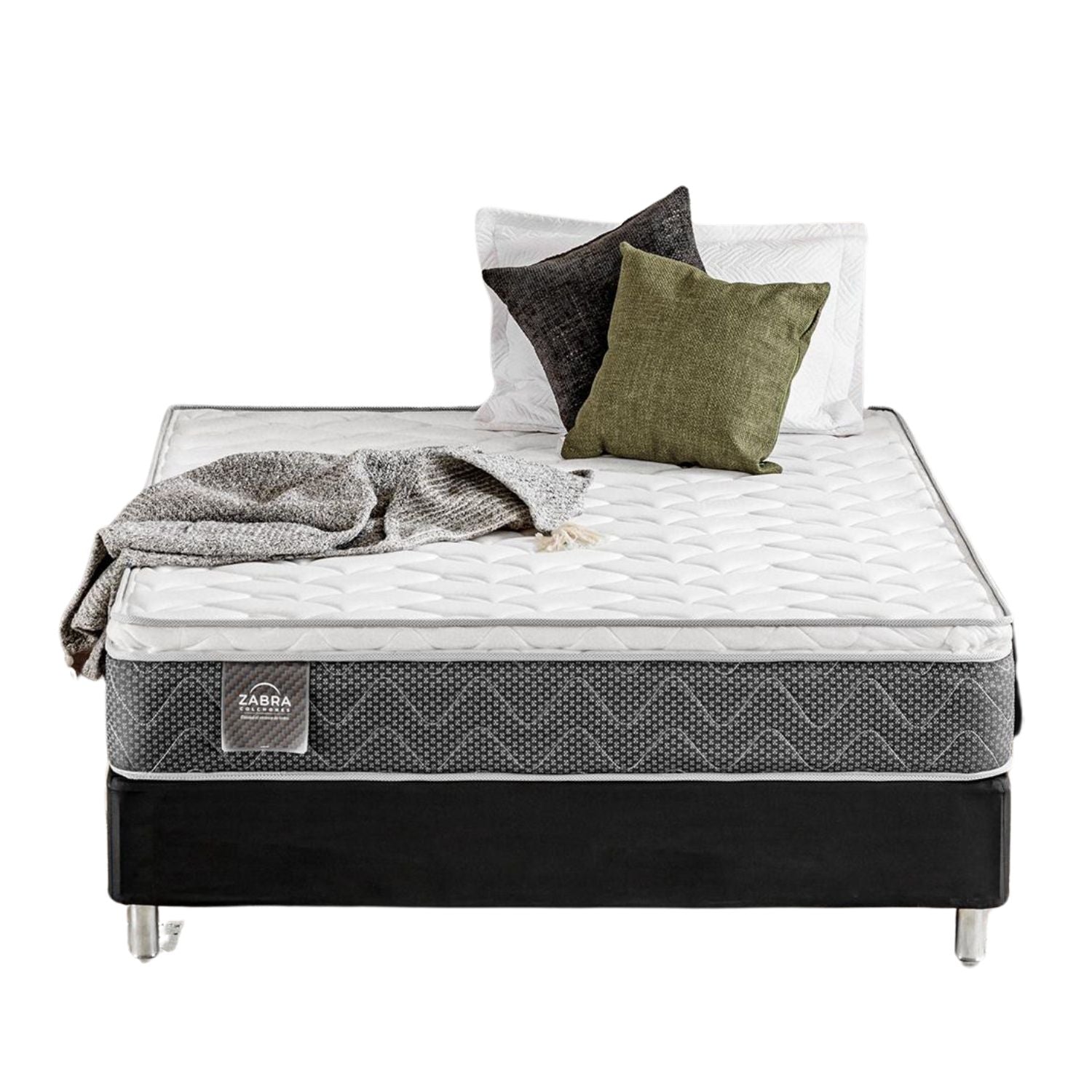 Combo Colchón Doble Berlin Pillow Top + Somier Par  (Garantía 9 años) + 2 Almohadas