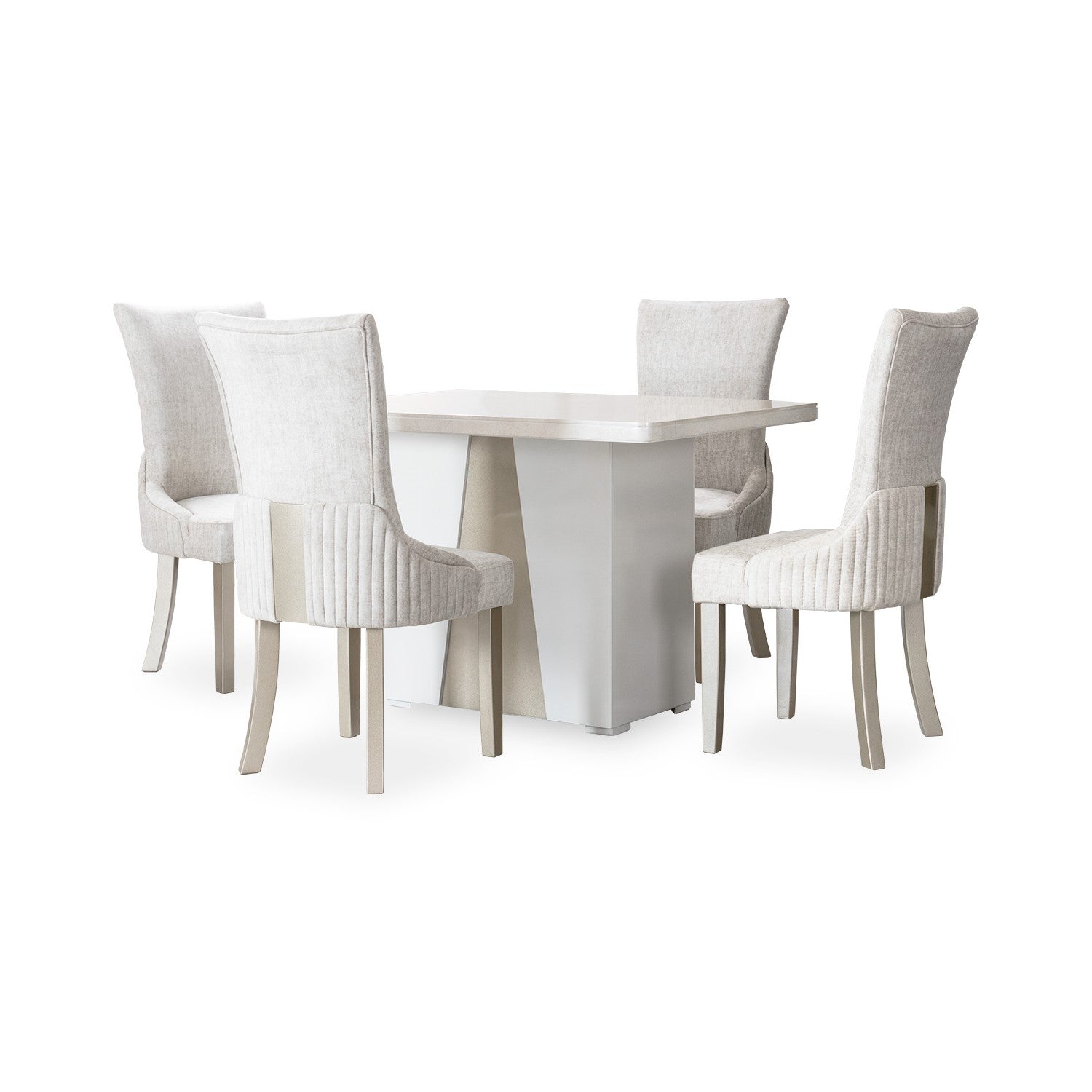 Comedor 4 Puestos Roma Velvet Atlas Marmol, Champaña