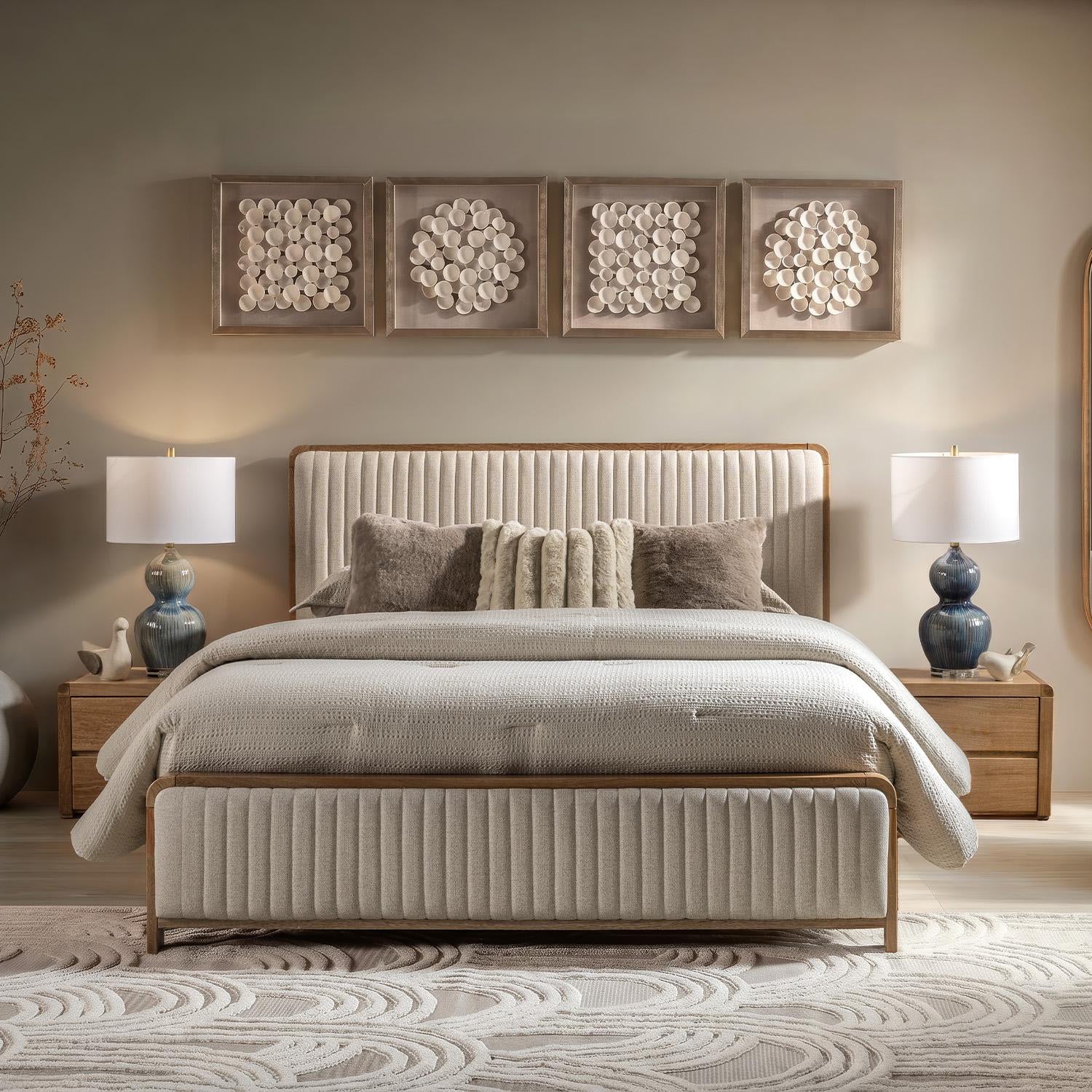 Cama Queen Celeste Eurolino Beige, Natural