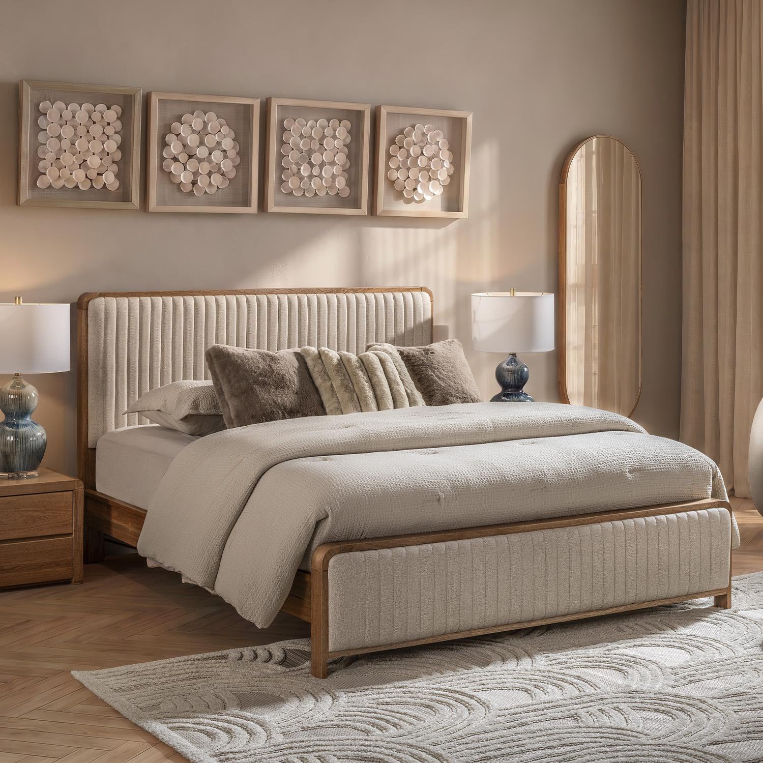 Cama Doble Celeste Eurolino Beige, Natural