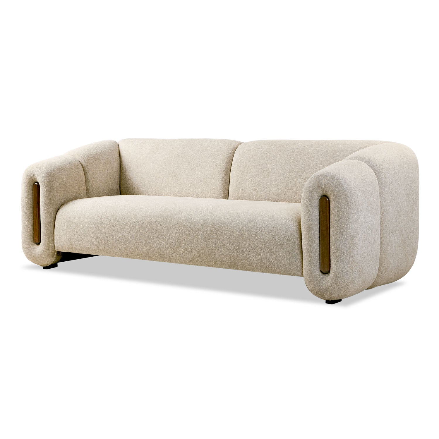 Sofá 3 Puestos Sienna Velvet Provenza Vainilla, Capuchino