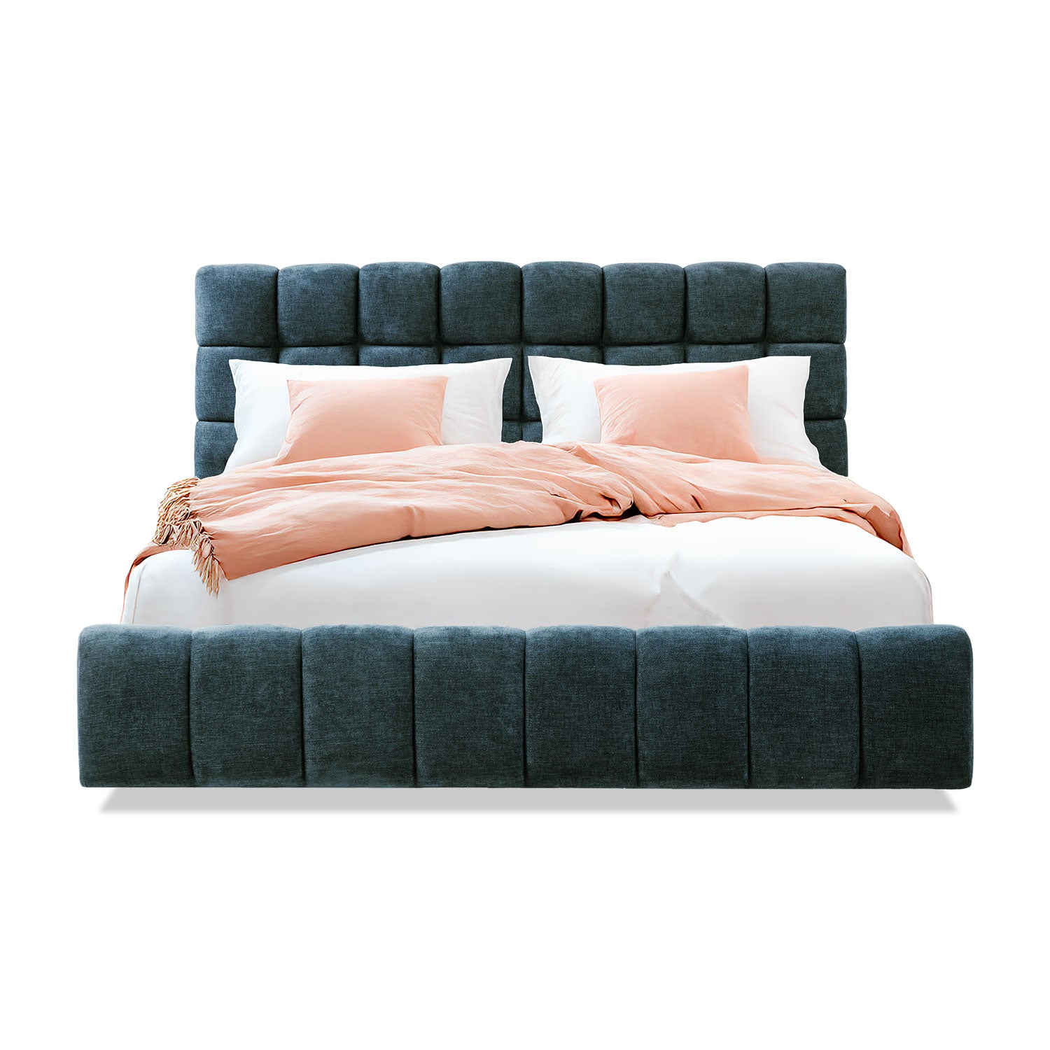 Cama Queen Oklam Chenille Koi Indigo