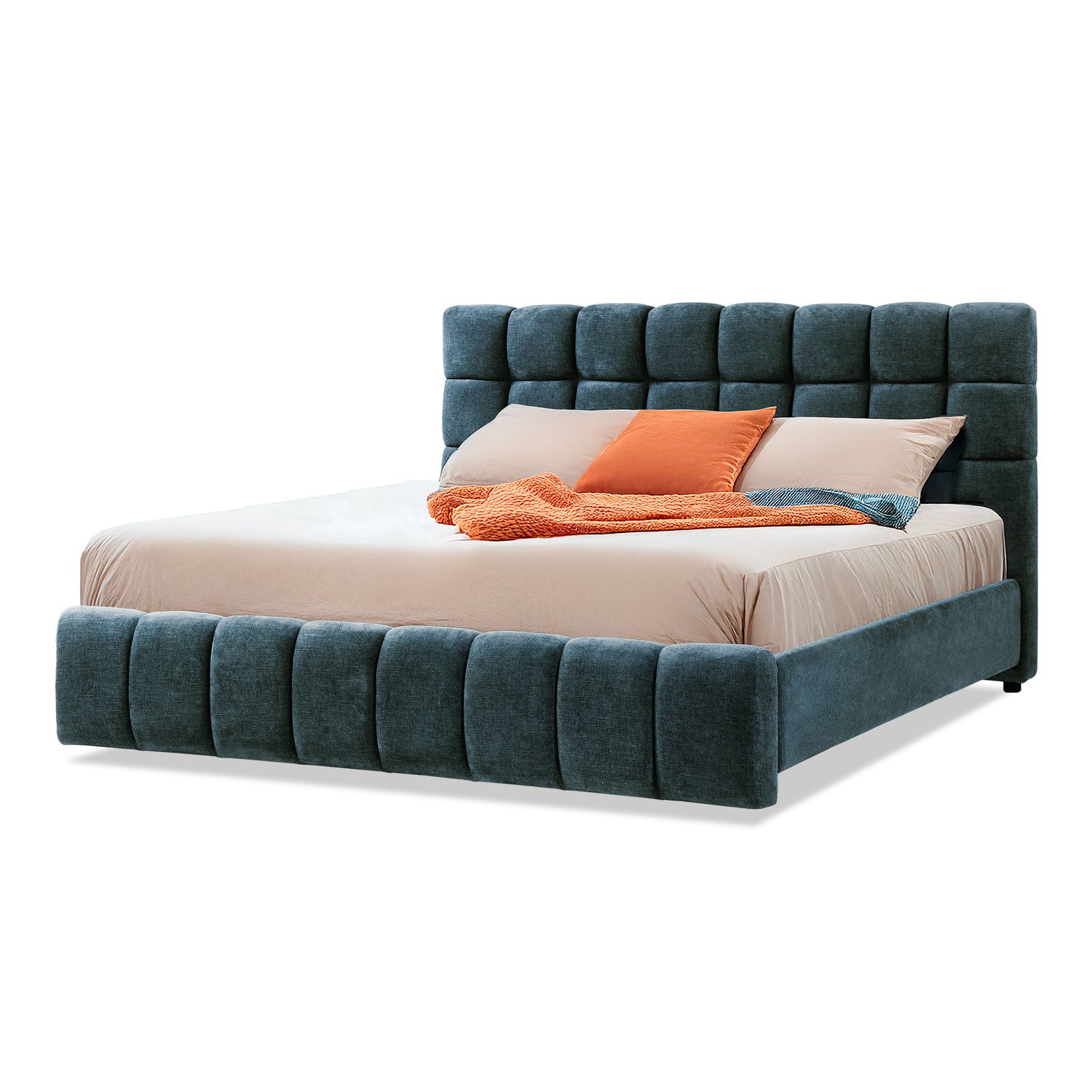 Cama Queen Oklam Chenille Koi Indigo