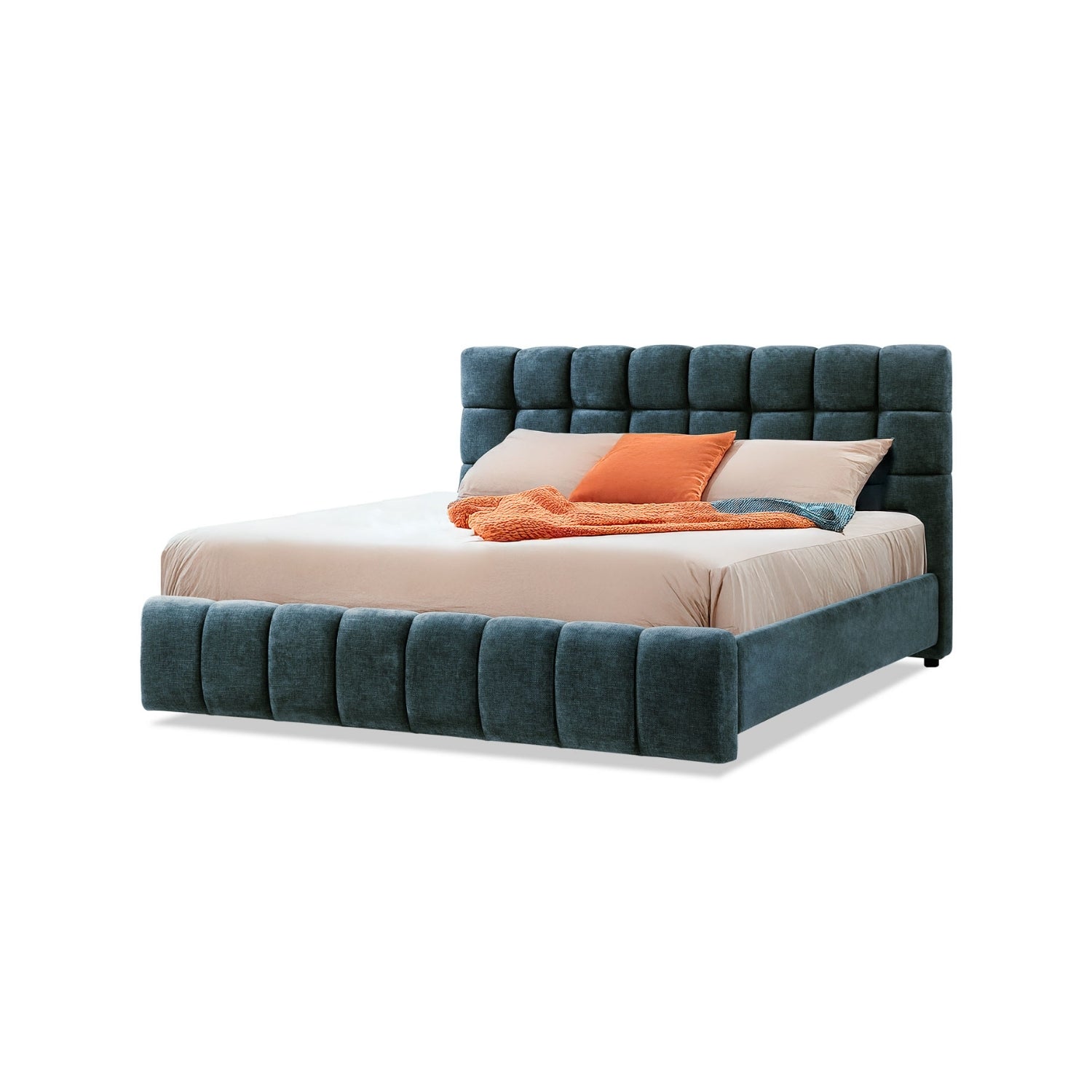 Cama Doble Oklam Chenille Koi Indigo