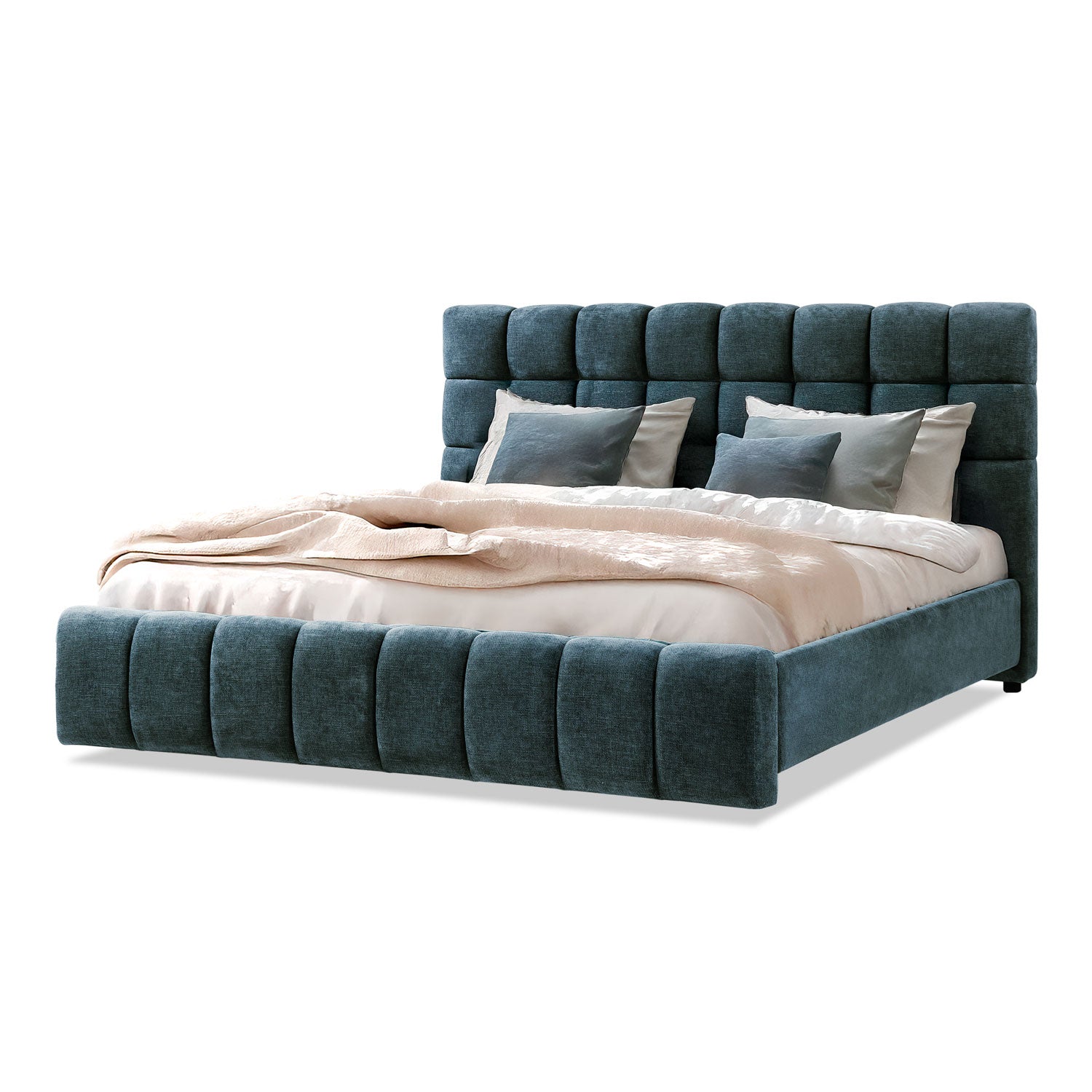 Cama Doble Oklam Chenille Koi Indigo