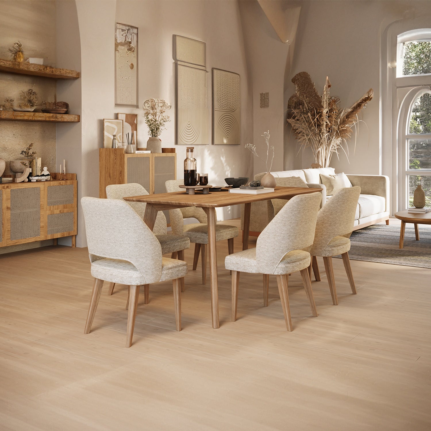 Mesa Comedor 6 Puestos Camille Cubierta Natural