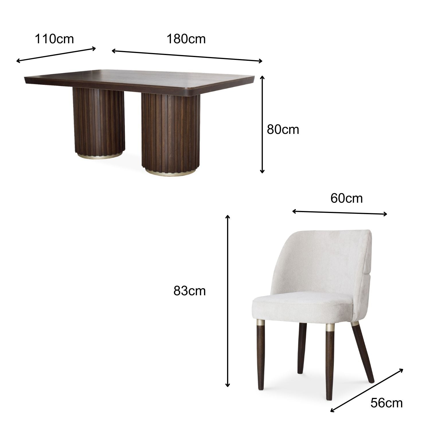Comedor 6 Puestos Nicole Velvet Impetu Beige, Natural Oscuro, Champaña